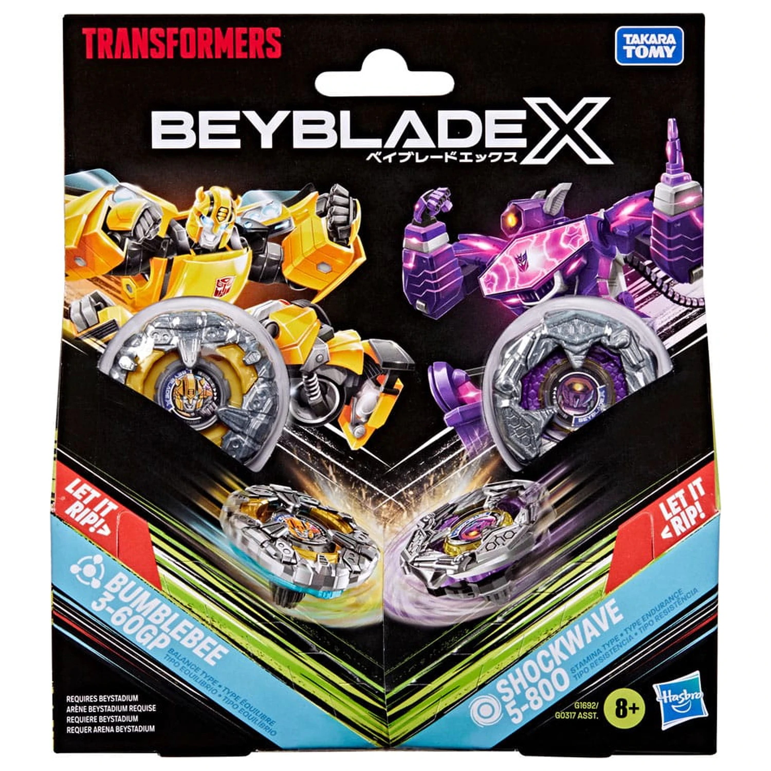 Beyblade X and Transformers Collab Bumblebee 3-60GP vs. Shockwave 5-80O termékfotó