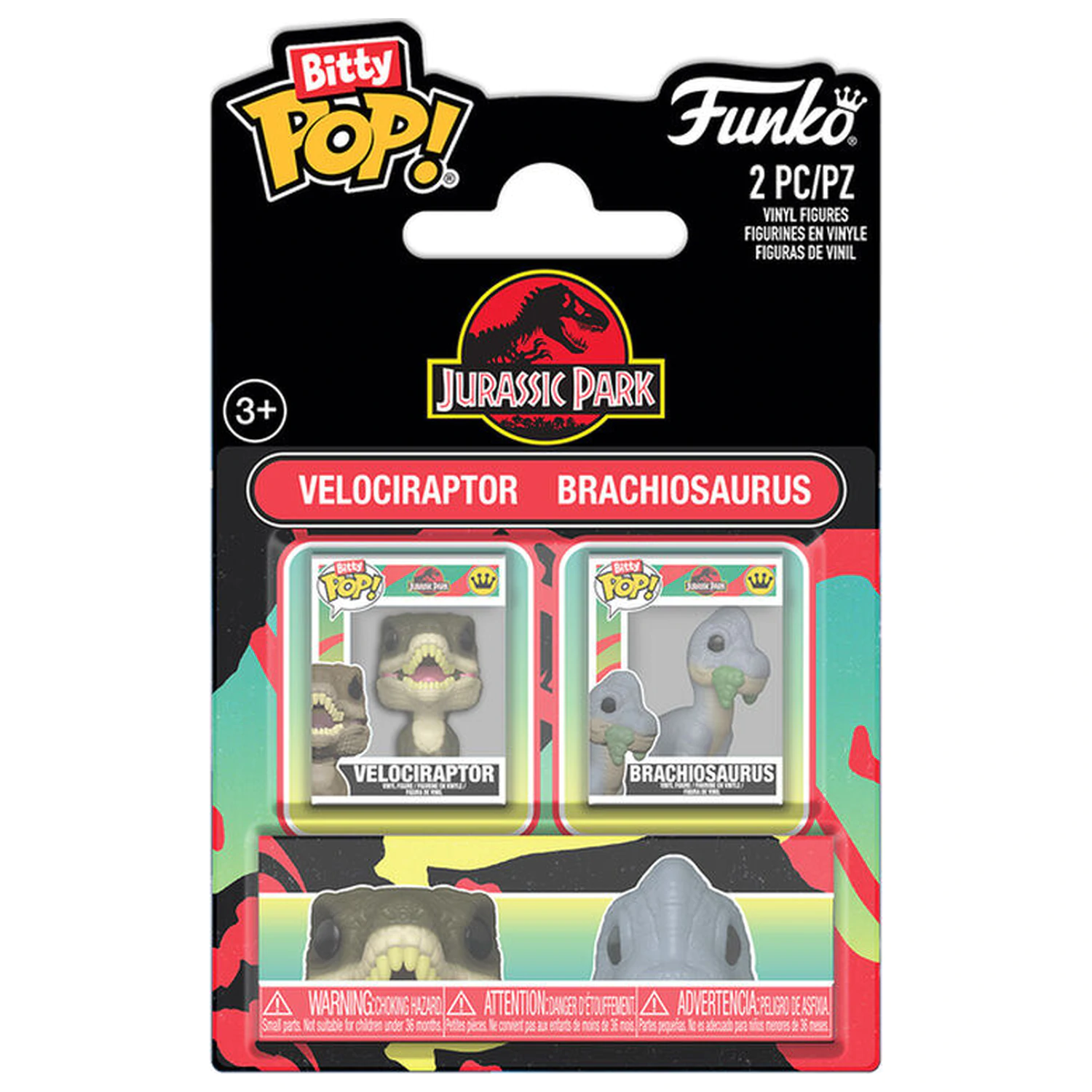 Bitty Funko POP 2db-os figura csomag Jurassic Park Velociraptor & Brachiosaurus termékfotó