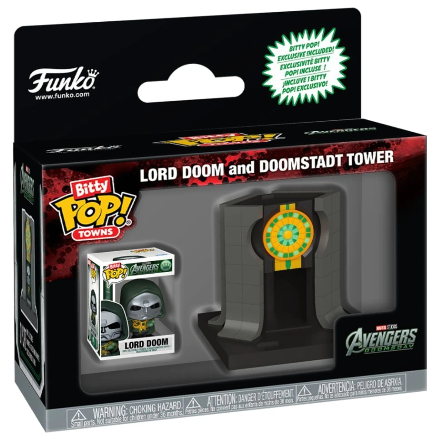 Bitty Funko POP figura Ride Marvel Studios Avengers Doomsday Lord Doom And Doomstadt Tower termékfotó