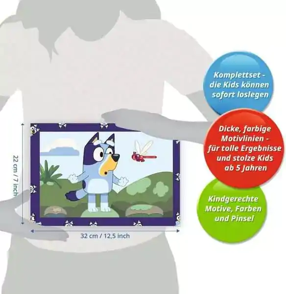 Bluey CreArt gyerek Paint by Numbers Bluey &amp; Bingo festő csomag 22 x 32 cm német nyelvű termékfotó