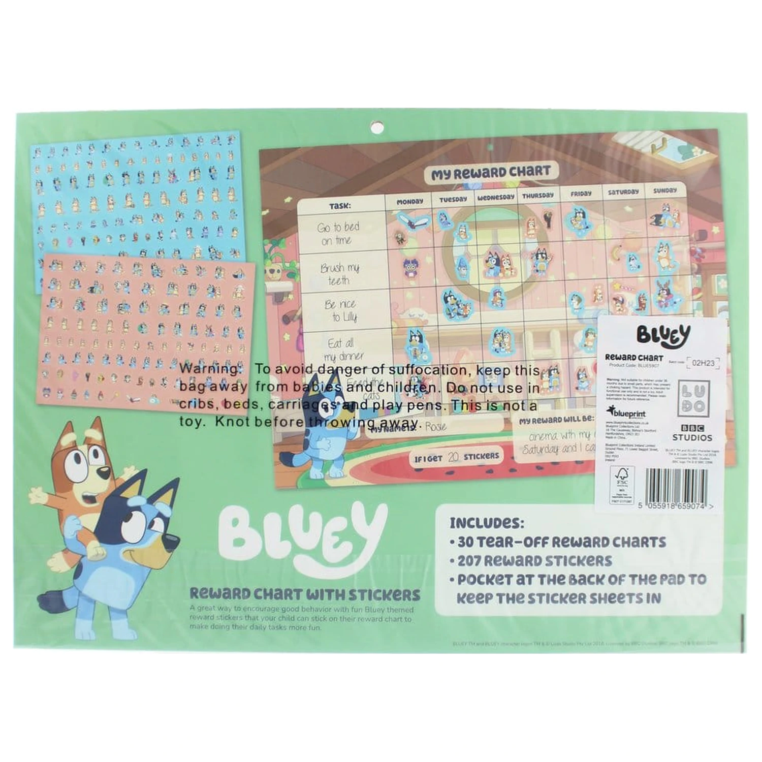 Bluey jutalomtábla matricákkal termékfotó