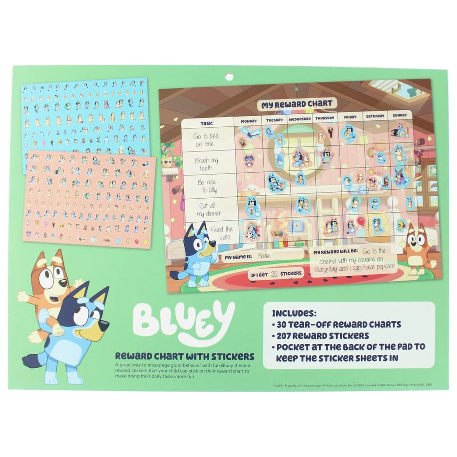 Bluey jutalomtábla matricákkal termékfotó
