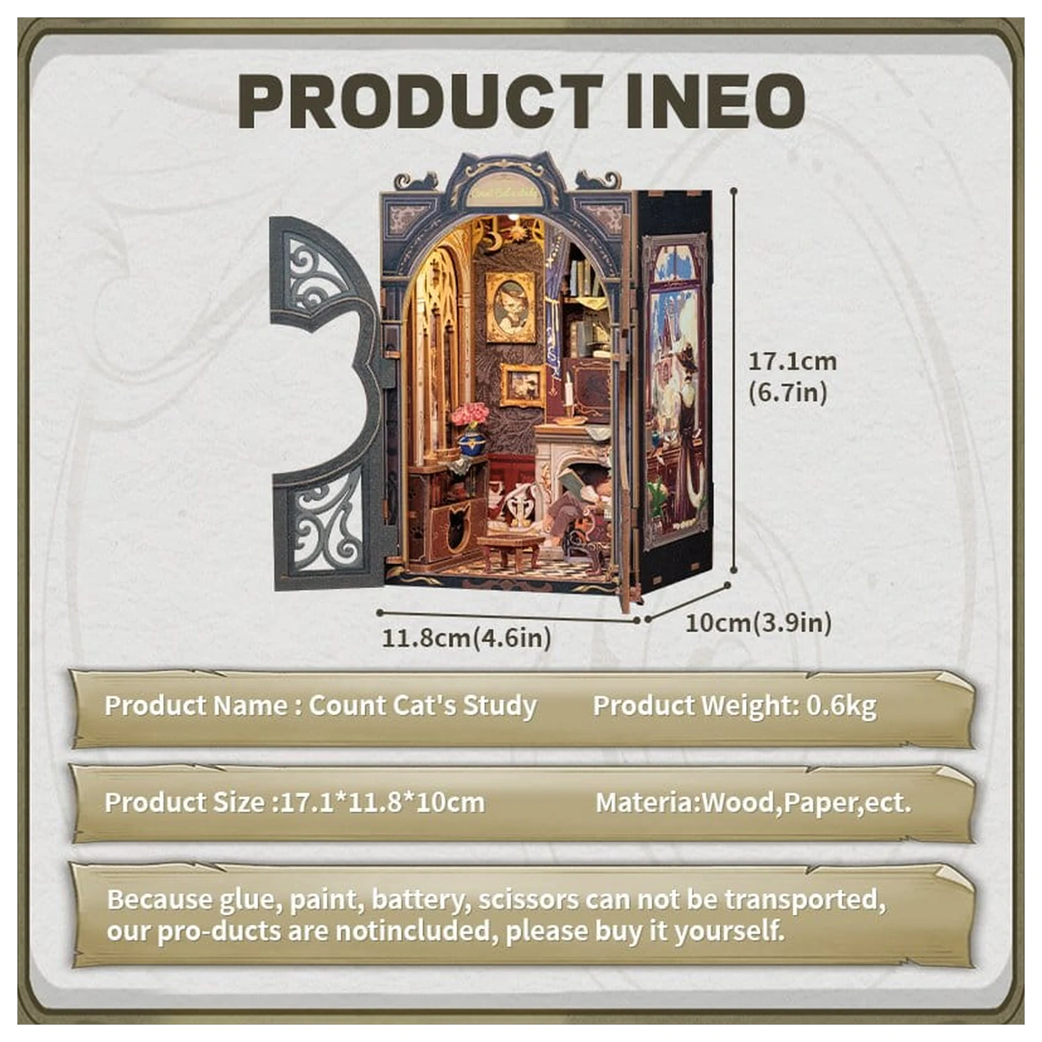 Book Nook Count Cat´s Study 17 x 12 cm  termékfotó