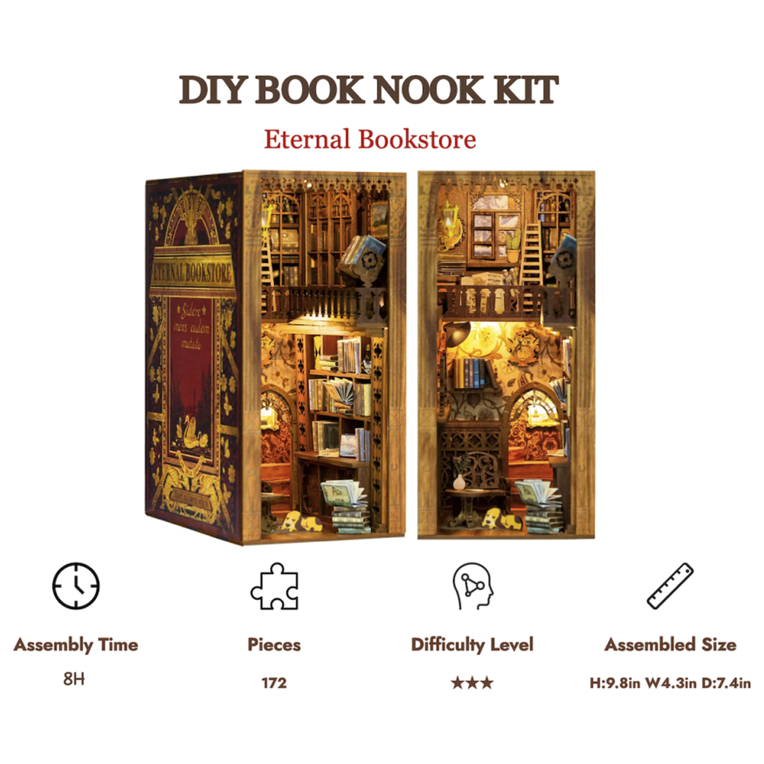 BOOK NOOK KIT DIY Eternal Bookstore 172pc + LED Light termékfotó