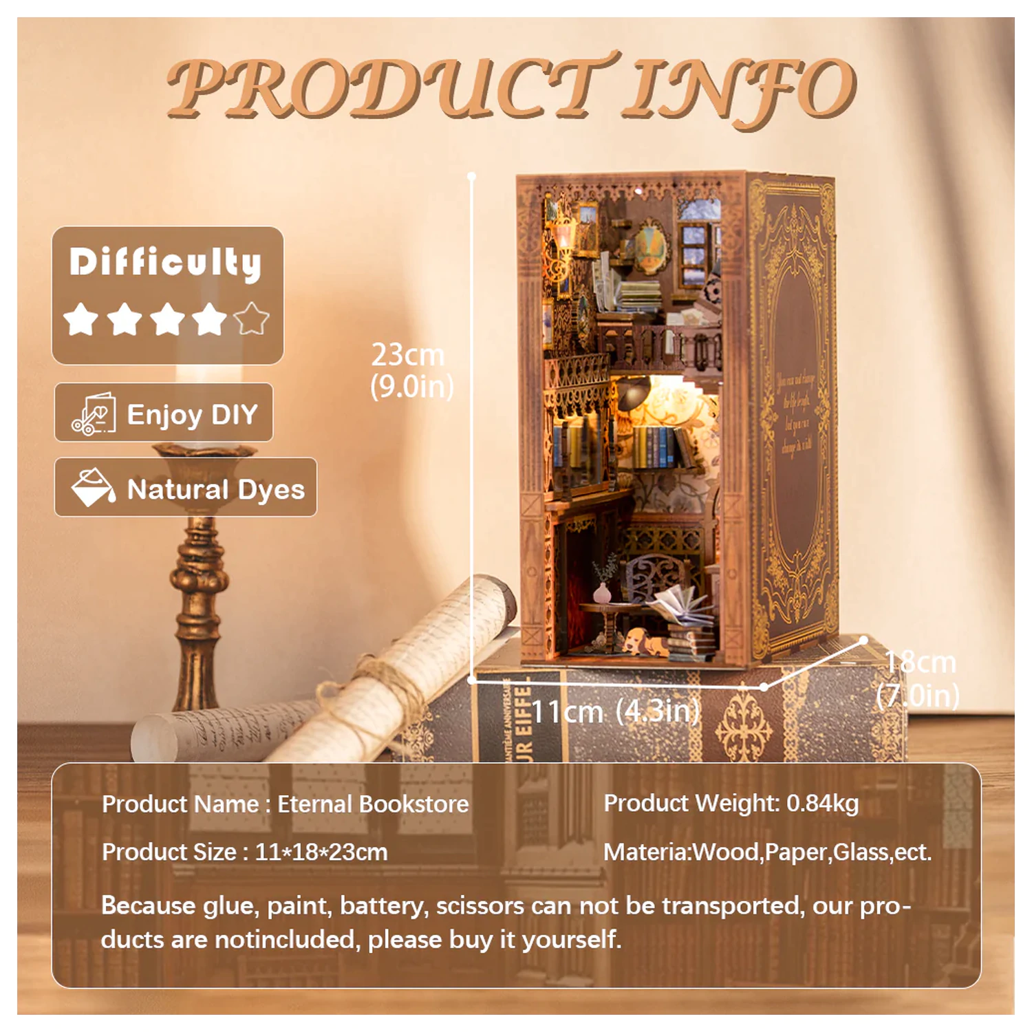 BOOK NOOK KIT DIY Eternal Bookstore 172pc + LED Light termékfotó