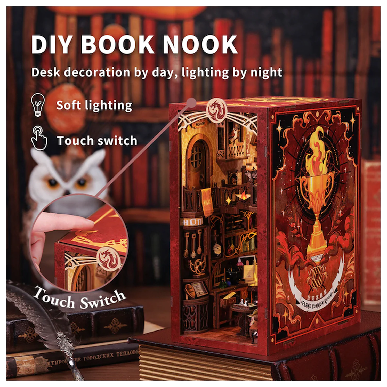 Book Nook Kit DIY Flame Common Room LED Light építőkészlet 226 db termékfotó