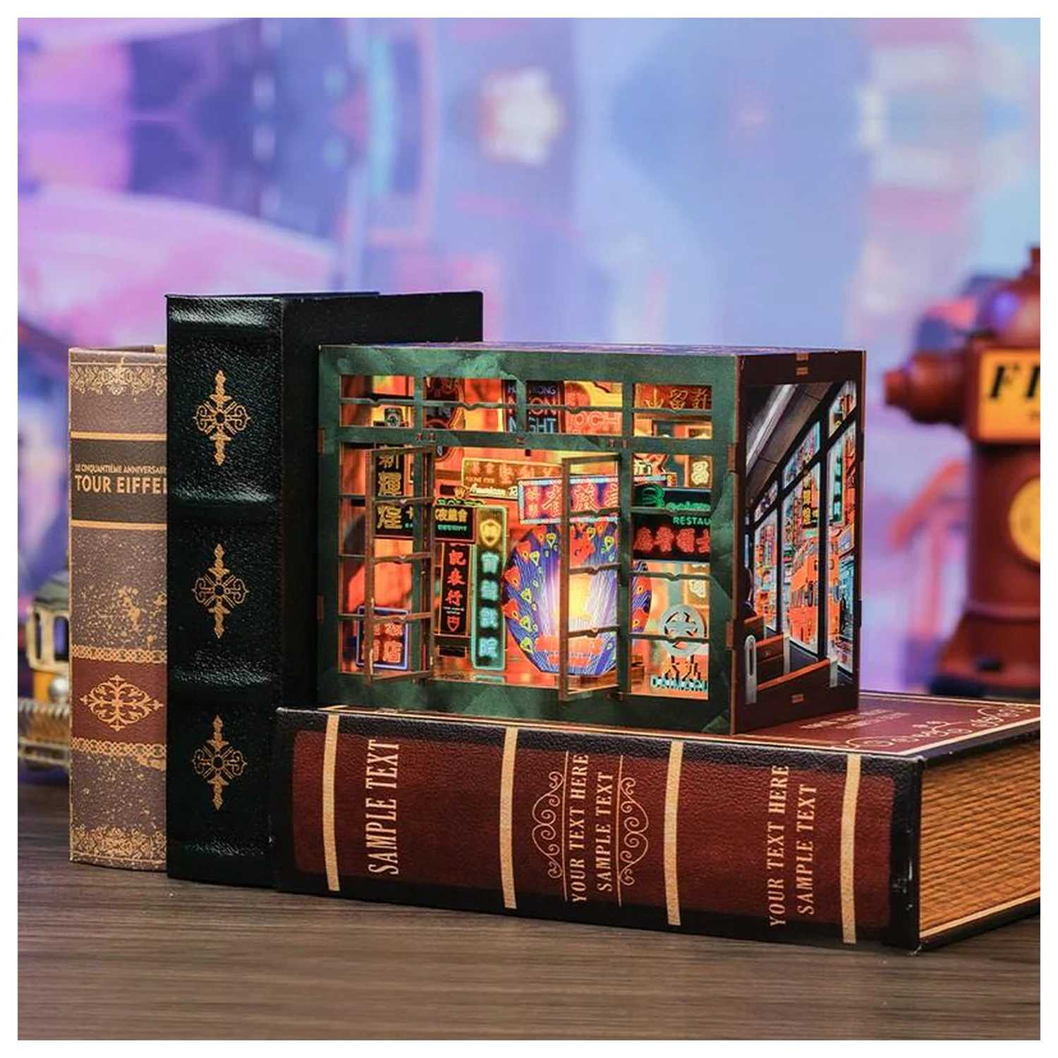 BOOK NOOK KIT DIY Hong Kong Neon Light összeépíthető könyvtámasz (49 darabos)  termékfotó