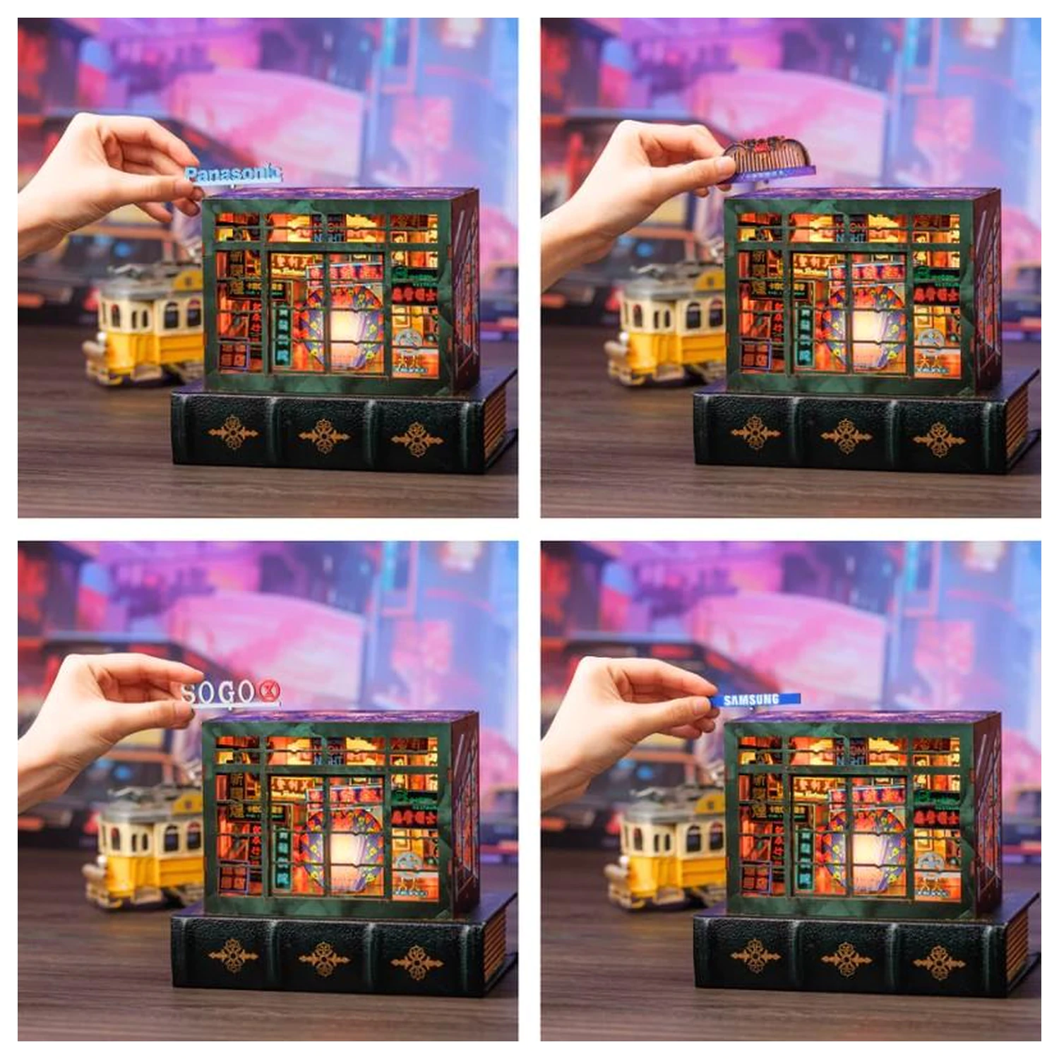 BOOK NOOK KIT DIY Hong Kong Neon Light összeépíthető könyvtámasz (49 darabos)  termékfotó