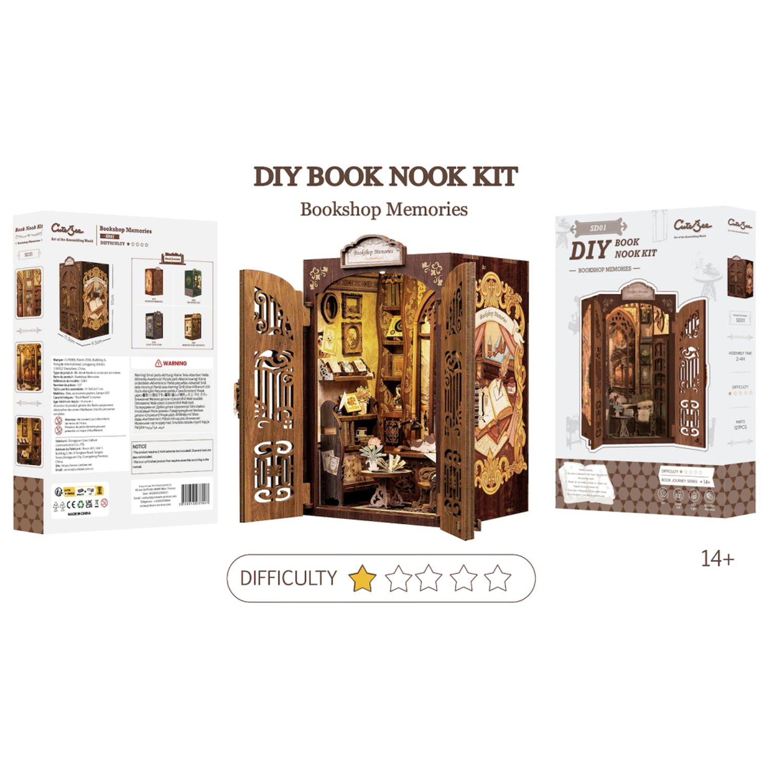 BOOK NOOK KIT DIY Memories Bookshop LED Light építőkészlet 127 db termékfotó