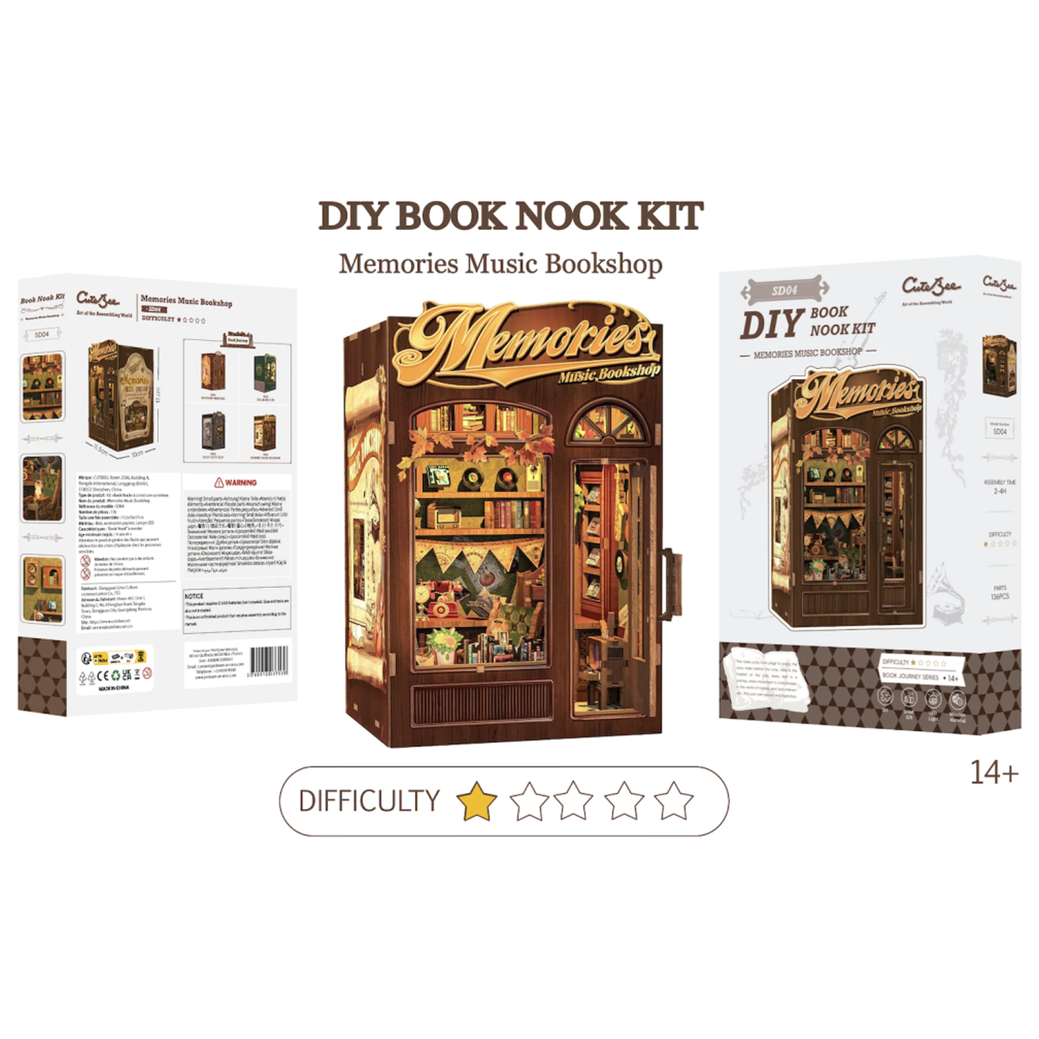 BOOK NOOK KIT DIY Memories Music Bookshop LED Light építőkészlet 136 db termékfotó