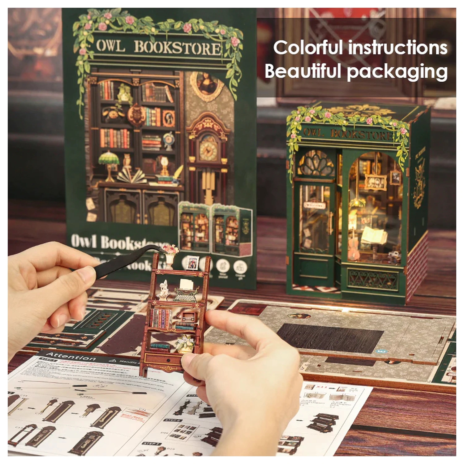 BOOK NOOK KIT DIY Owl Bookstore LED Light építőkészlet 139 db termékfotó