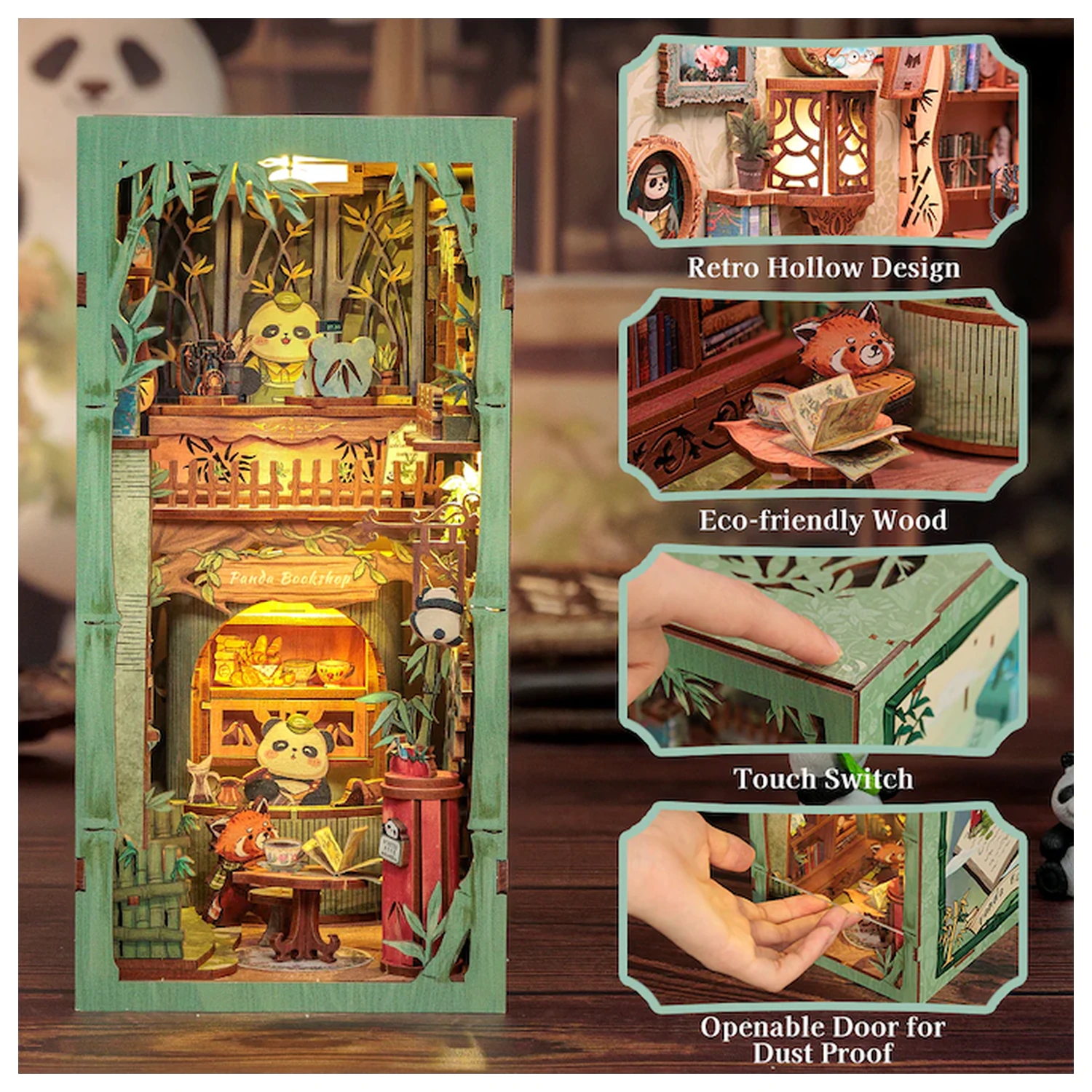 BOOK NOOK KIT DIY Panda Bookshop LED Light építőkészlet 239 db termékfotó