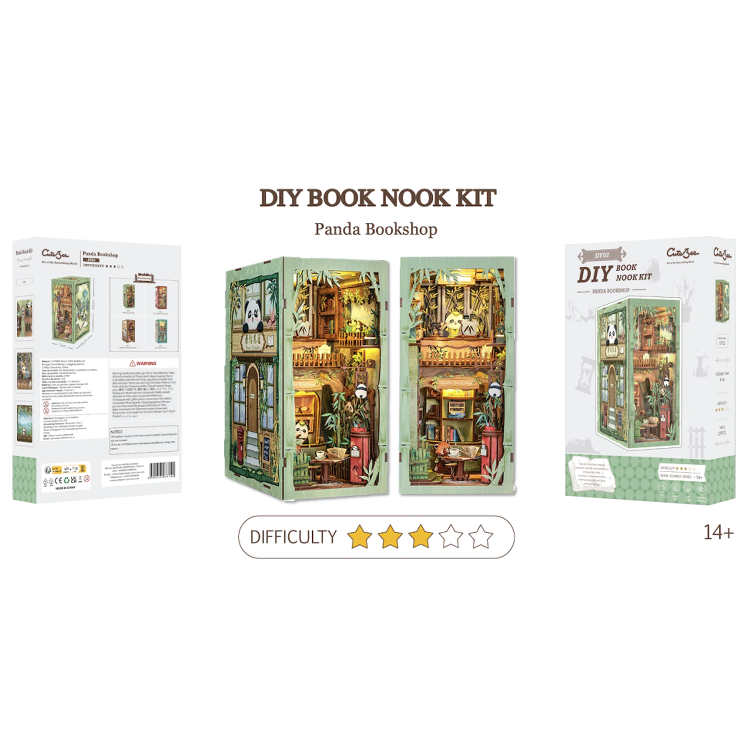 BOOK NOOK KIT DIY Panda Bookshop LED Light építőkészlet 239 db termékfotó