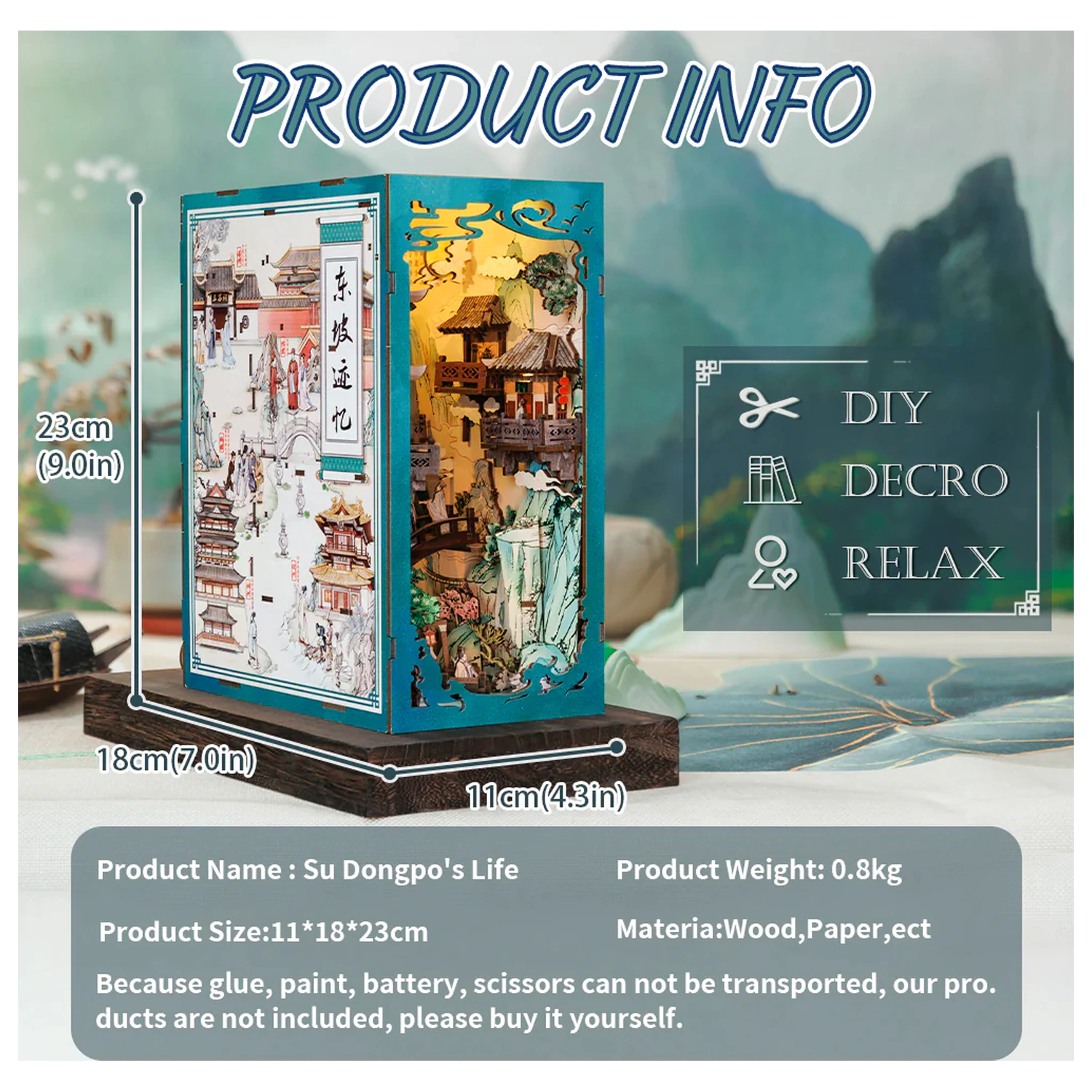 BOOK NOOK KIT DIY Su Dongpo's Life LED Light építőkészlet 280 db termékfotó