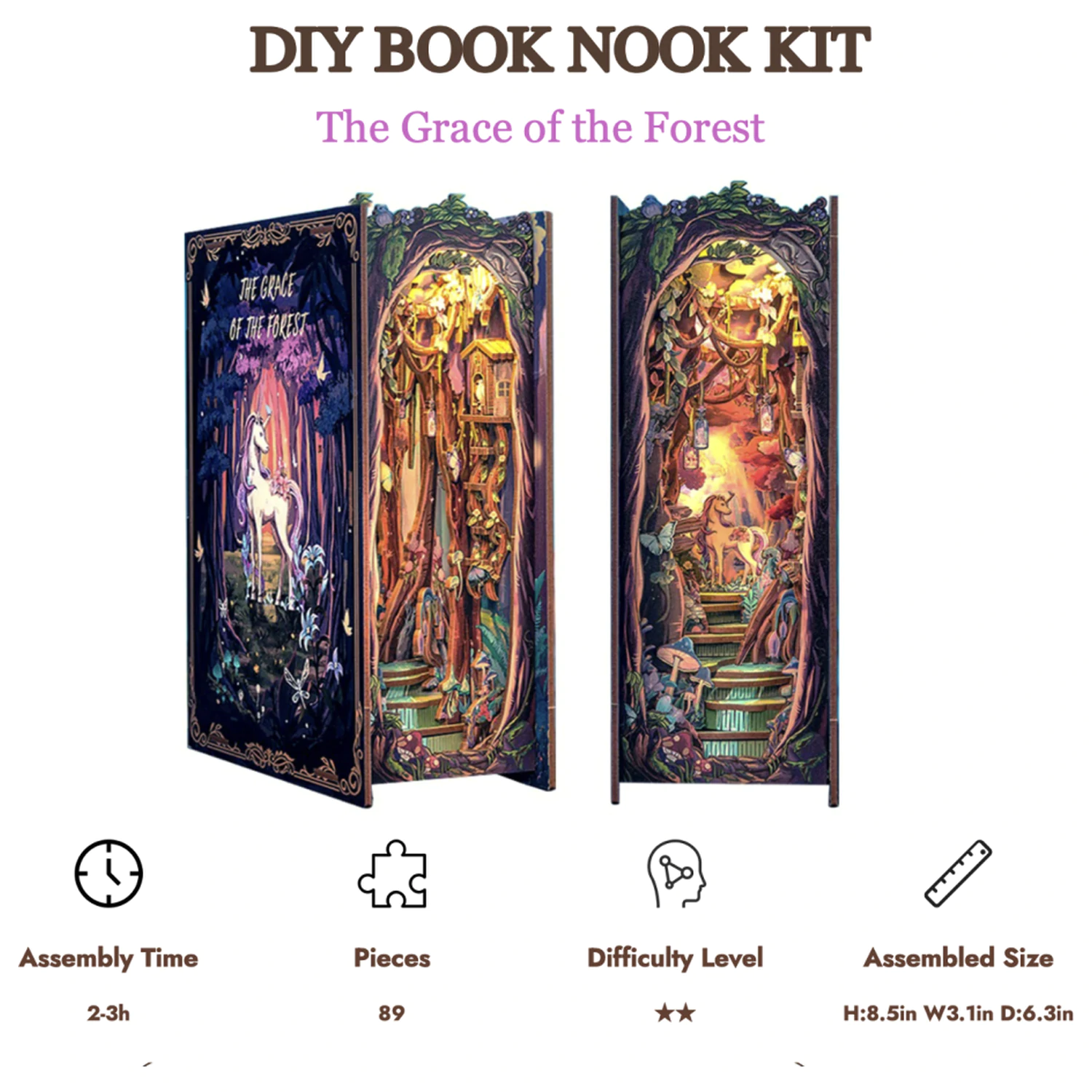 Book Nook Kit DIY The Grace of the Forest 89pc + LED Light termékfotó