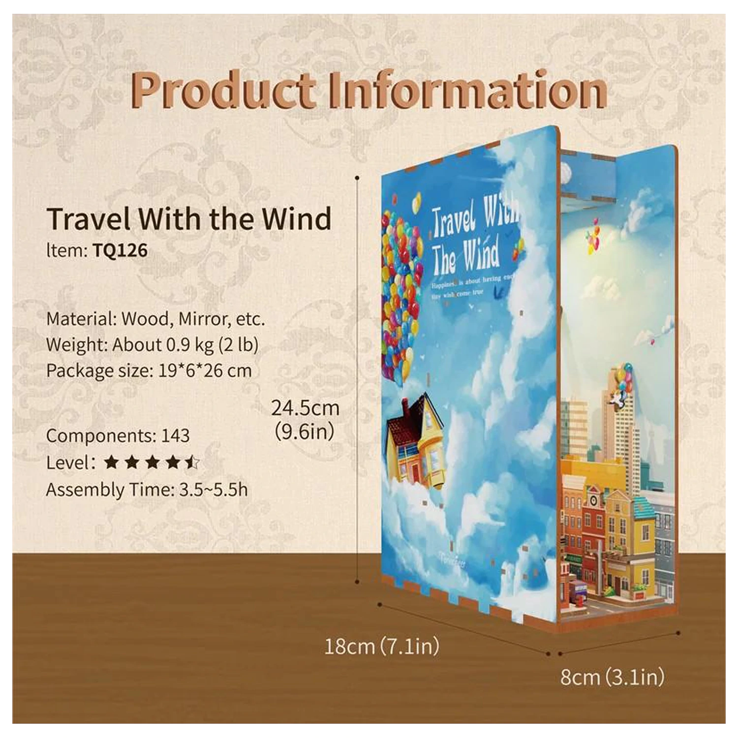 BOOK NOOK KIT DIY - Travel with the Wind 143db + LED lámpa termékfotó