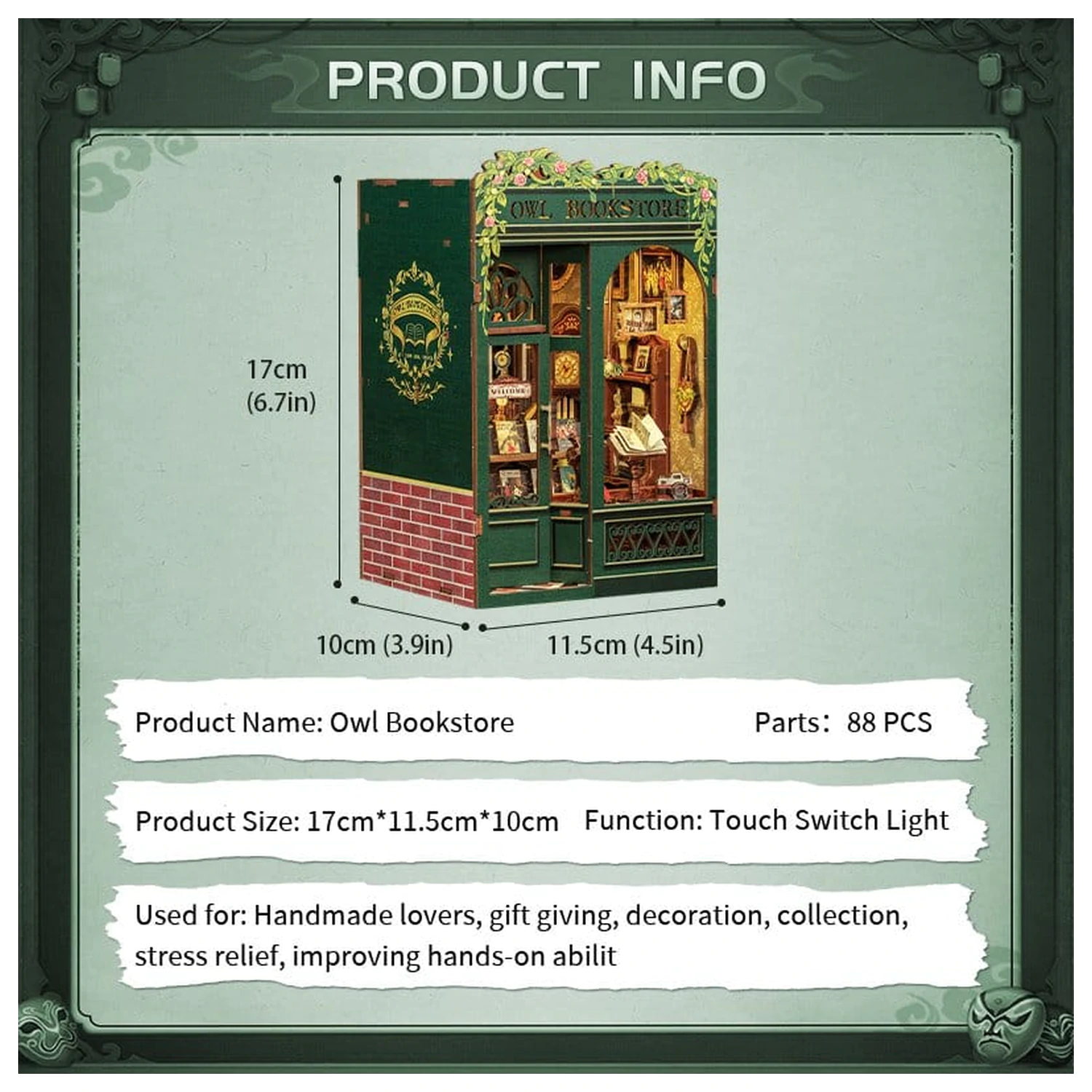 Book Nook Owl Bookstore 17 x 12 cm  termékfotó