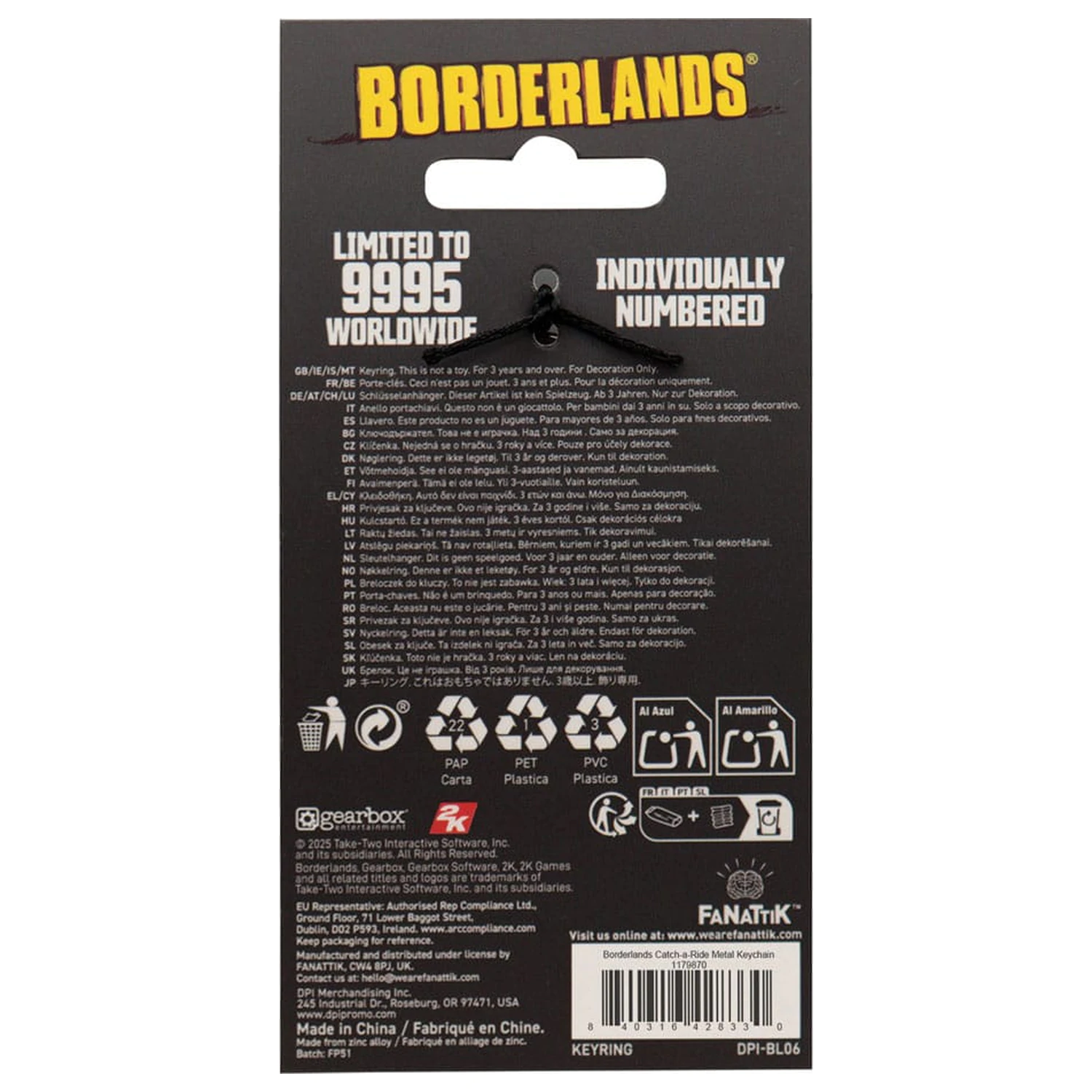 Borderlands Catch-A-Ride kulcstartó Limitált kiadás          termékfotó