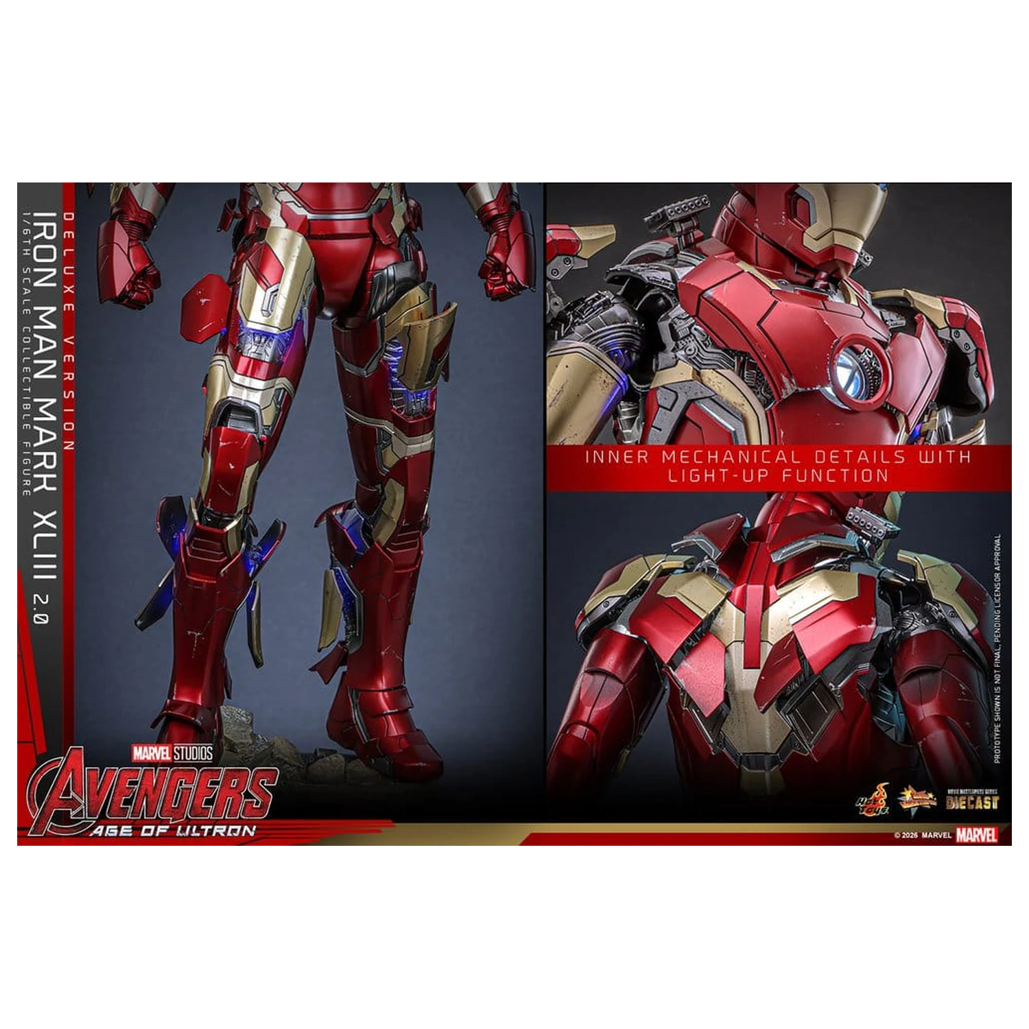 Bosszúállók: Age of Ultron Movie Masterpiece Diecast 1/6 Iron Man Mark XLIII (2.0) (Deluxe Version) akciófigura 32 cm termékfotó