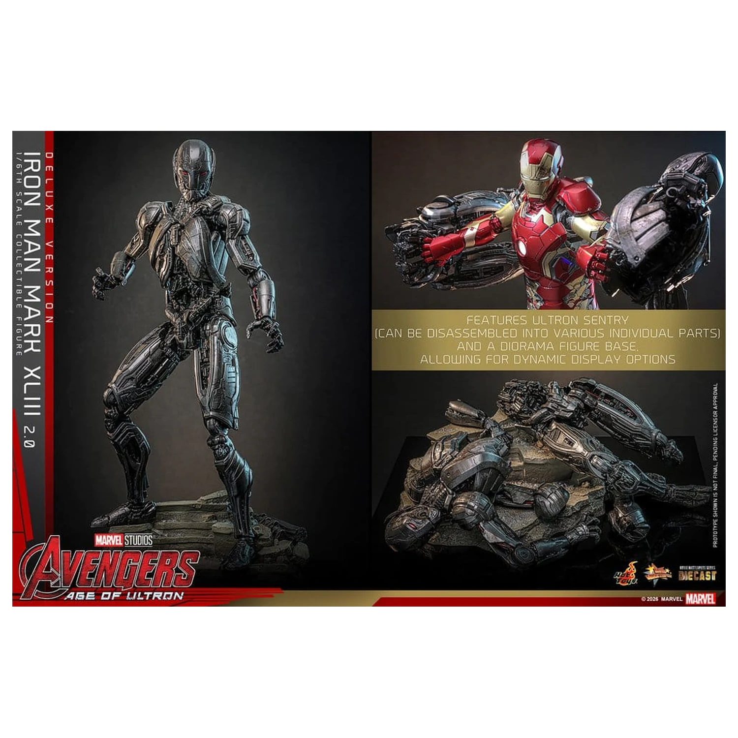 Bosszúállók: Age of Ultron Movie Masterpiece Diecast 1/6 Iron Man Mark XLIII (2.0) (Deluxe Version) akciófigura 32 cm termékfotó