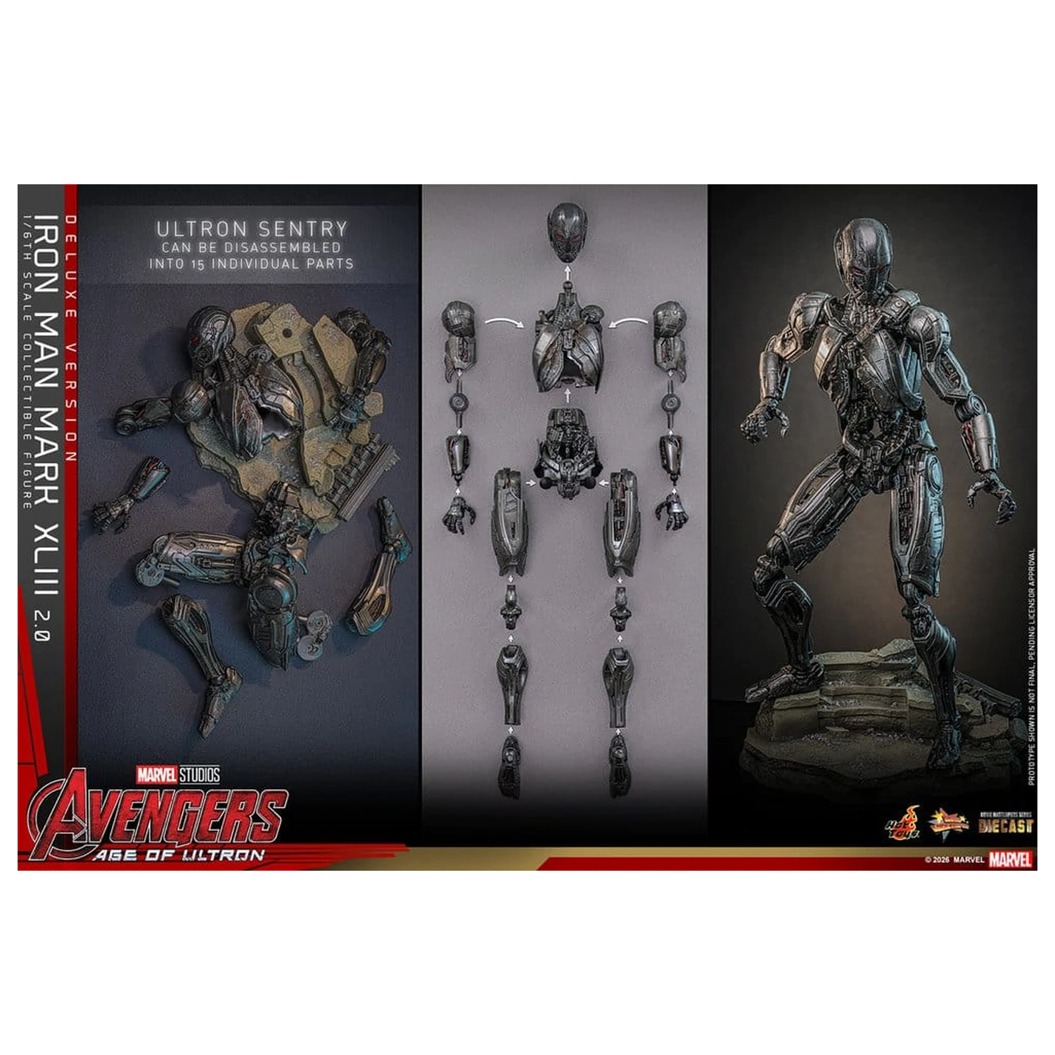 Bosszúállók: Age of Ultron Movie Masterpiece Diecast 1/6 Iron Man Mark XLIII (2.0) (Deluxe Version) akciófigura 32 cm termékfotó