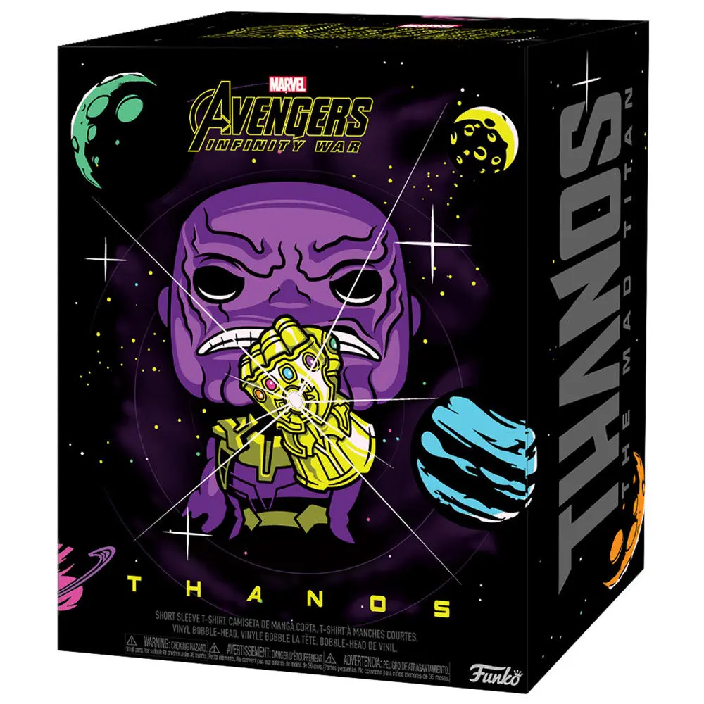 Bosszúállók Infinity War POP! &amp; Tee Box Thanos figura és póló csomag termékfotó