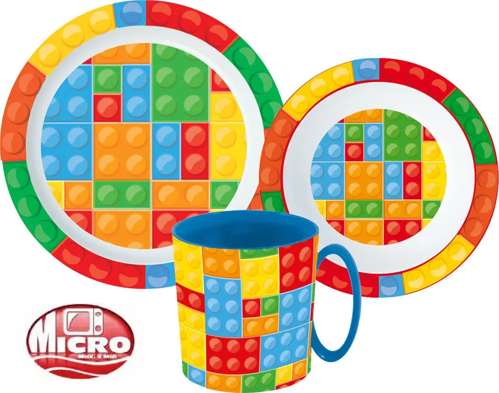 Bricks, Lego mintázatú étkészlet, micro műanyag szett termékfotó