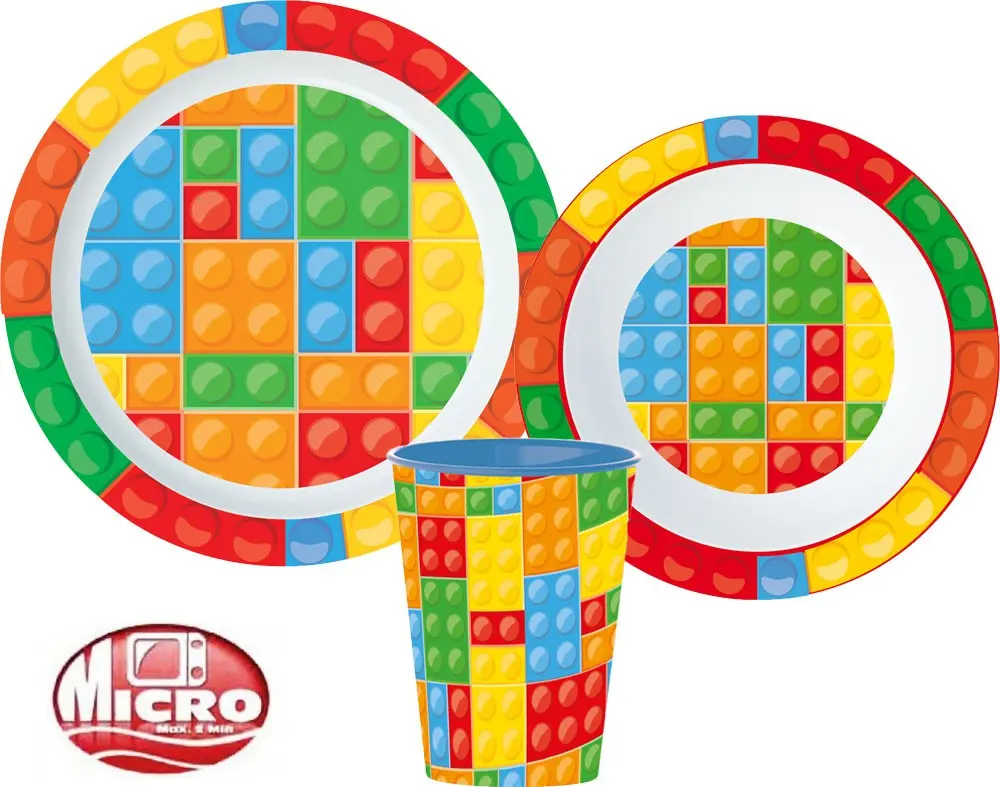 Bricks, Lego mintázatú étkészlet, micro műanyag szett termékfotó