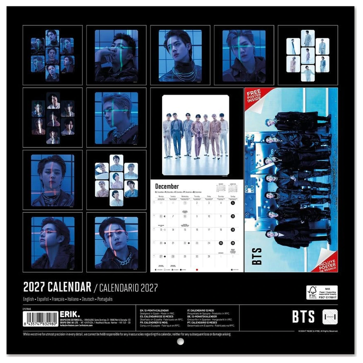 BTS 2027 fali naptár 30 x 30 cm termékfotó