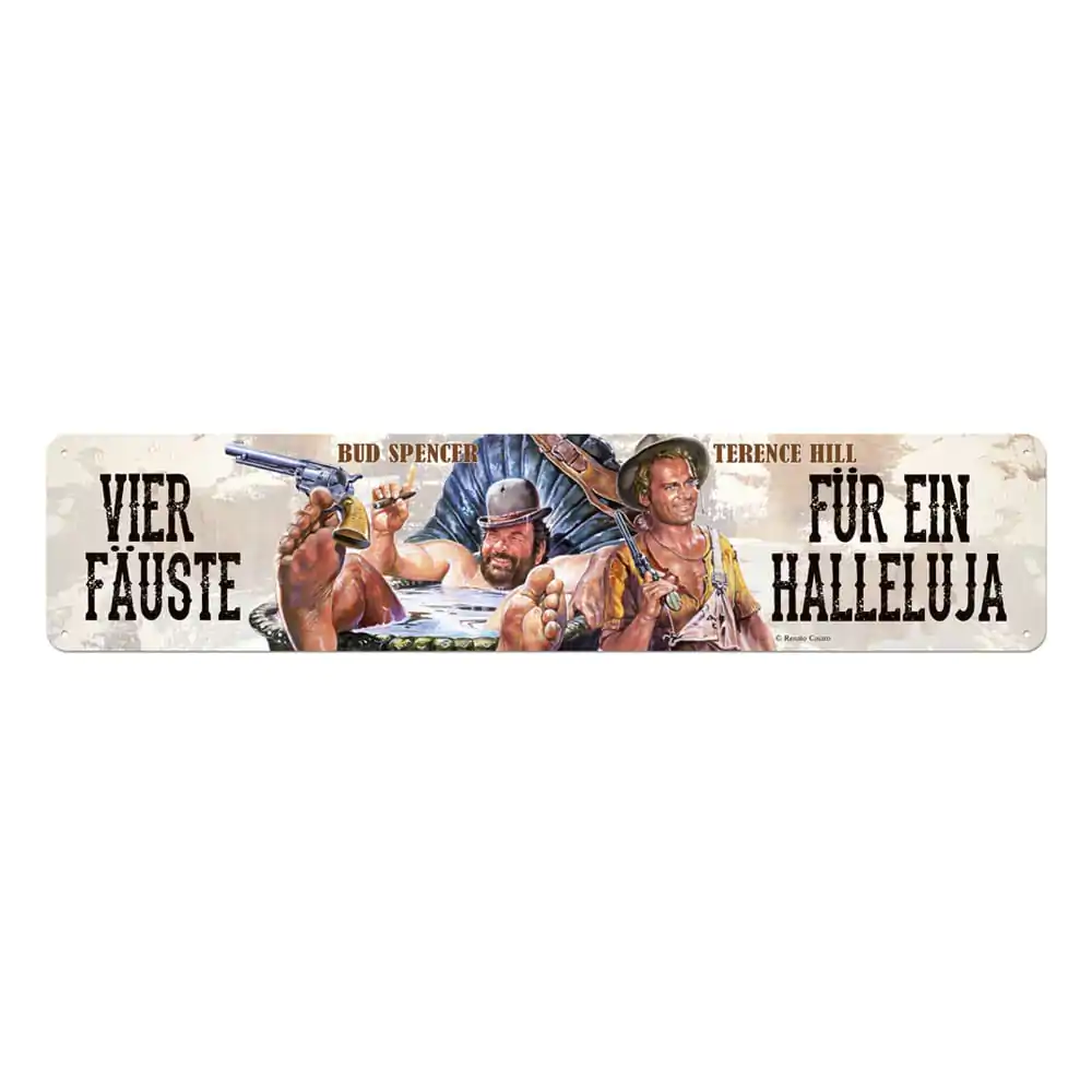 Bud Spencer &amp; Terence Hill Vier Fäuste für ein Halleluja fémtábla 46 x 10 cm termékfotó
