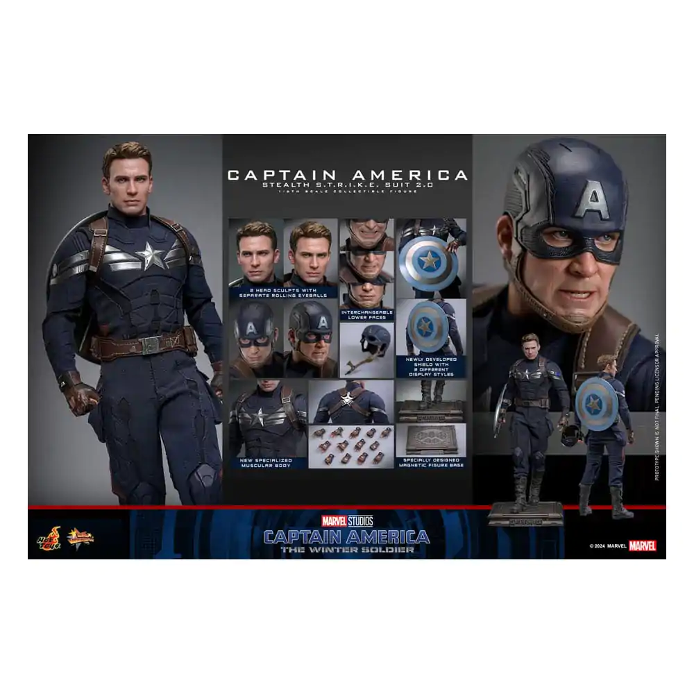 Captain America: The Winter Soldier Movie Masterpiece 1/6 Captain America (Stealth S.T.R.I.K.E. Suit) 2.0 akciófigura 31 cm termékfotó