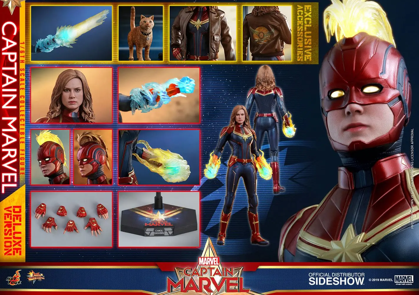 Captain Marvel Movie Masterpiece 1/6 Captain Marvel Deluxe Ver. akciófigura 29 cm termékfotó