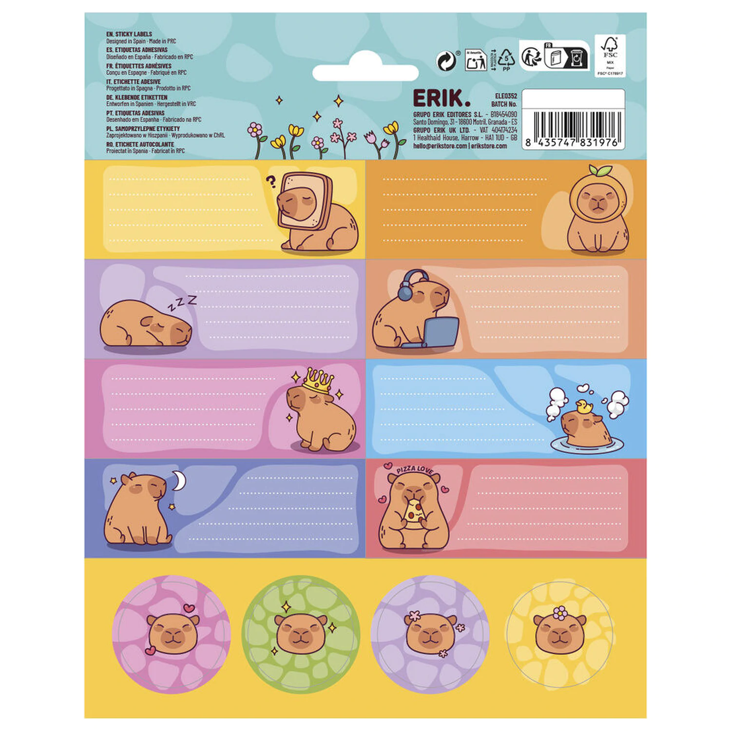 Capybara füzetcímke termékfotó