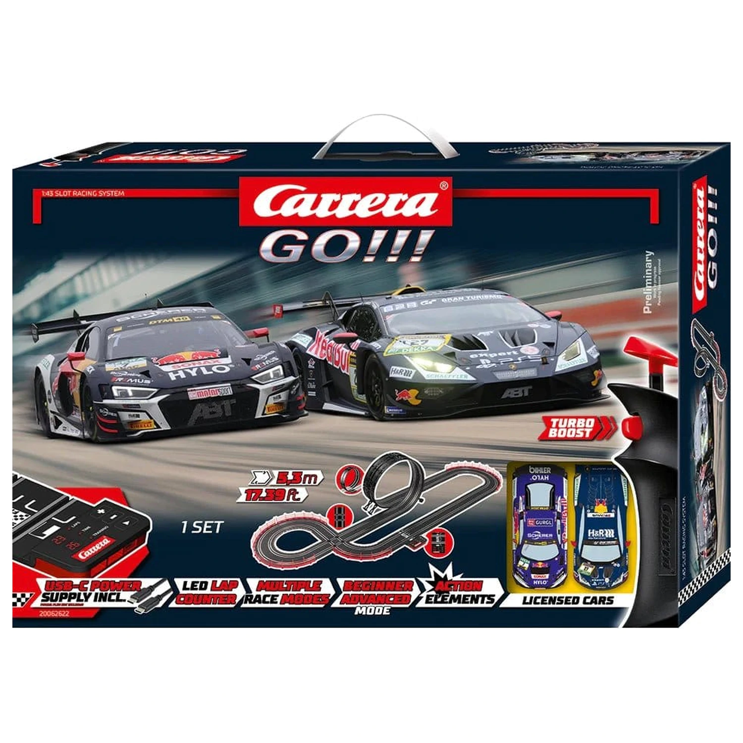 Carrera GO!!! Slot Car Track Set GT Pro Racers elektromos versenypálya  termékfotó