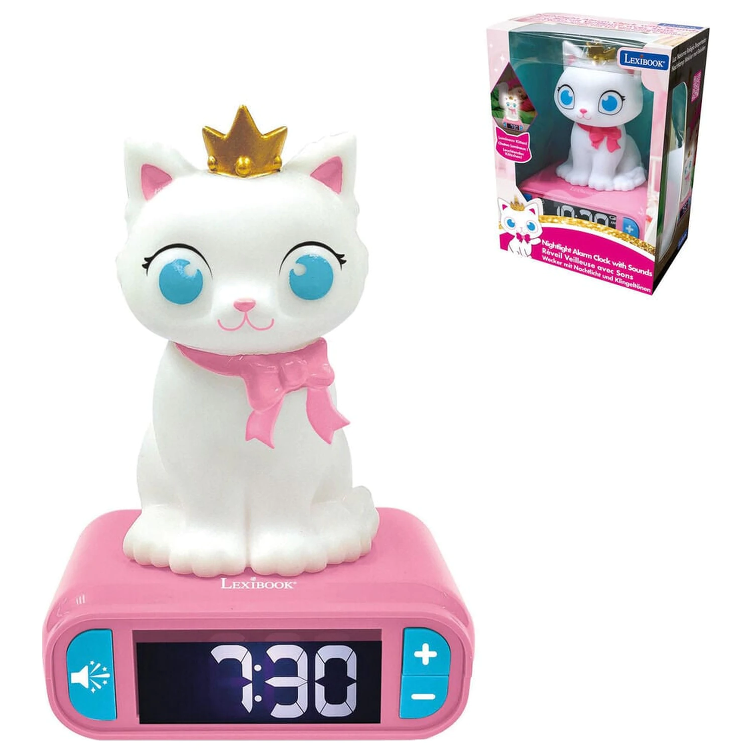 Cat 3D éjszakai lámpa és ébresztőóra termékfotó