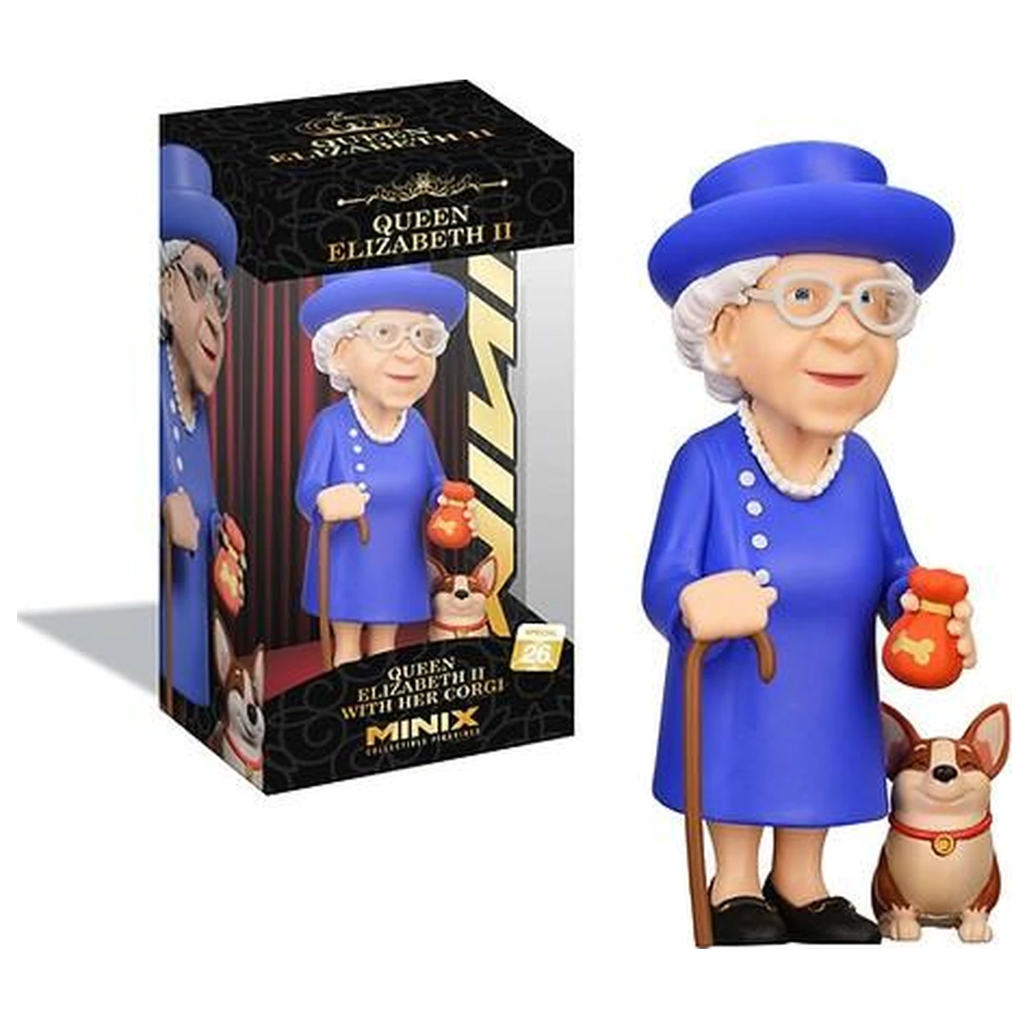 Celebrity Queen Elizabeth II with her Corgi figura Minix 12cm termékfotó