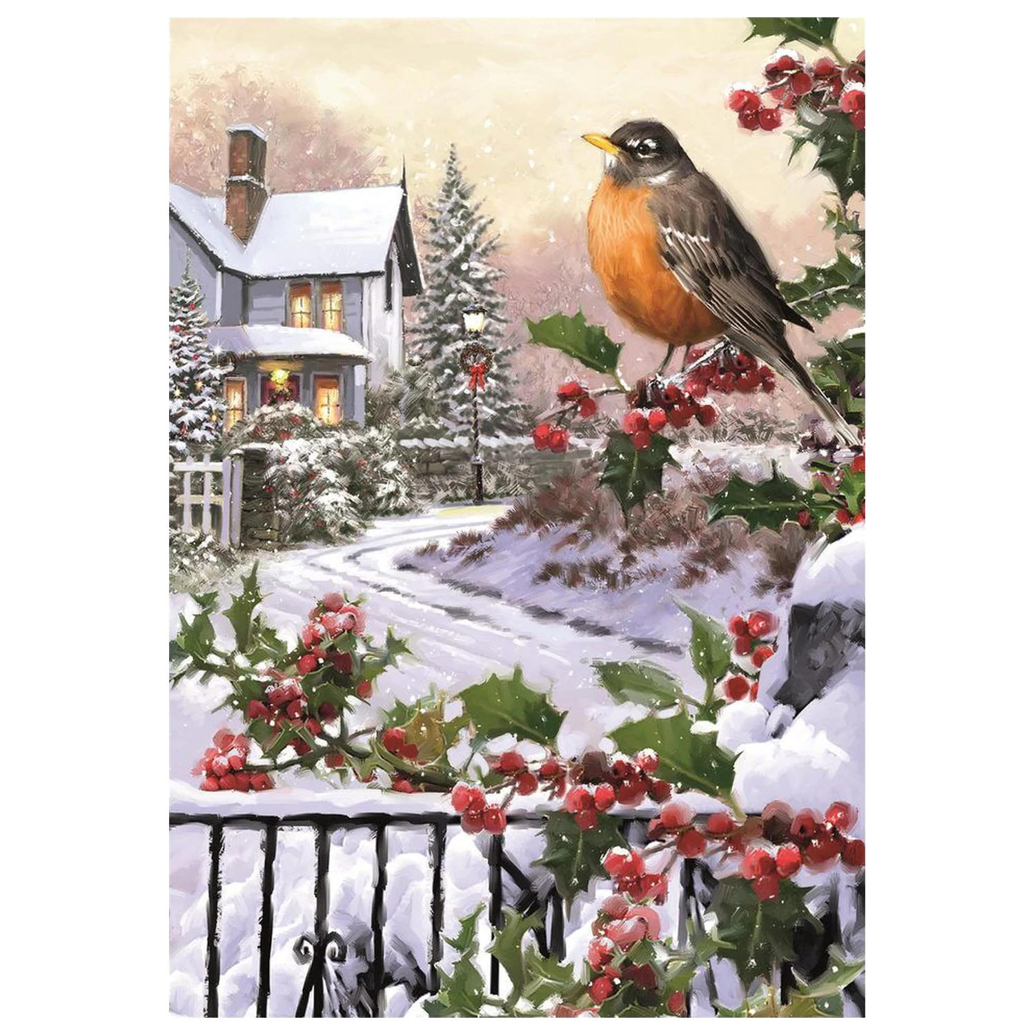 Christmas Collection Robin And Holly Bushes puzzle 1000db-os termékfotó