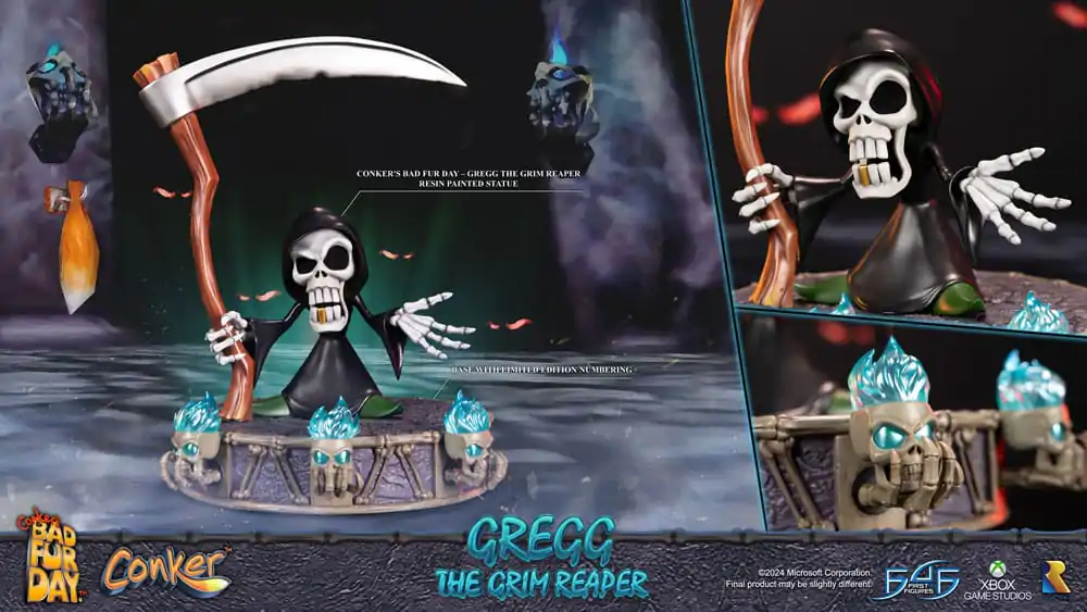 Conker: Conker's Bad Fur Day Gregg the Grim Reaper szobor figura 36 cm termékfotó