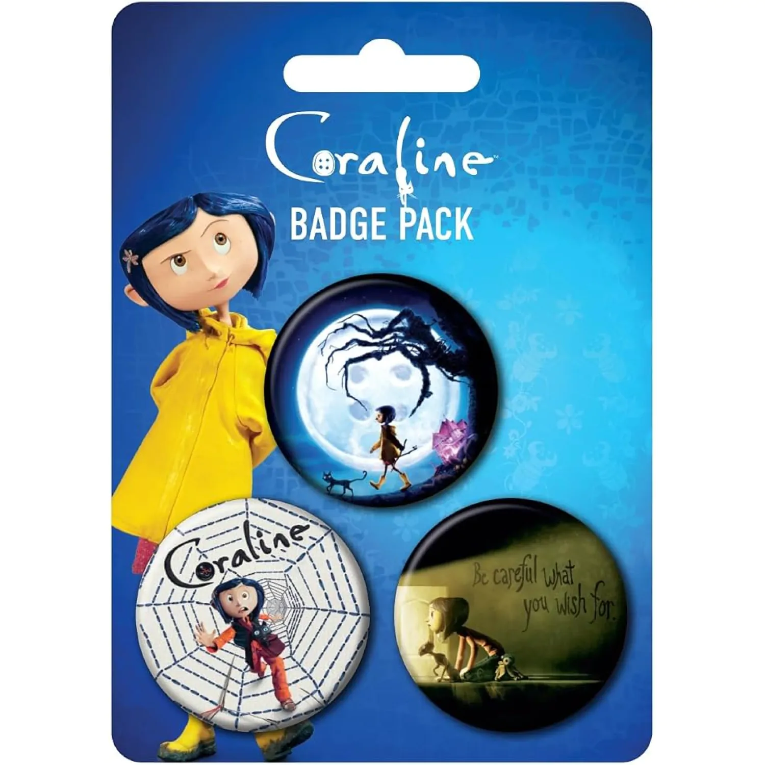 Coraline Key Art 3 db-os kitűző csomag termékfotó