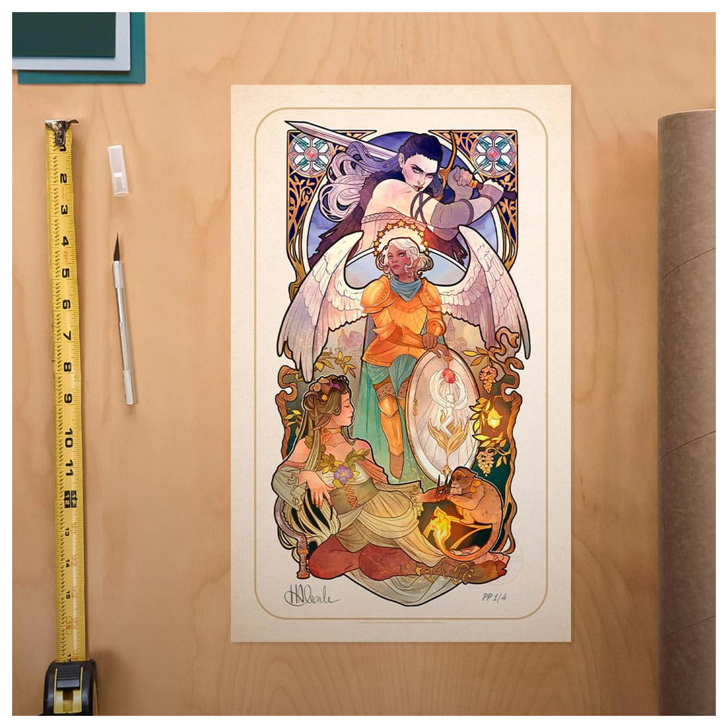 Critical Role Art Print Ashley Johnson: 10th Anniversary Art Nouveau Illustrations 46 x 28 cm - keretezetlen vászonkép termékfotó