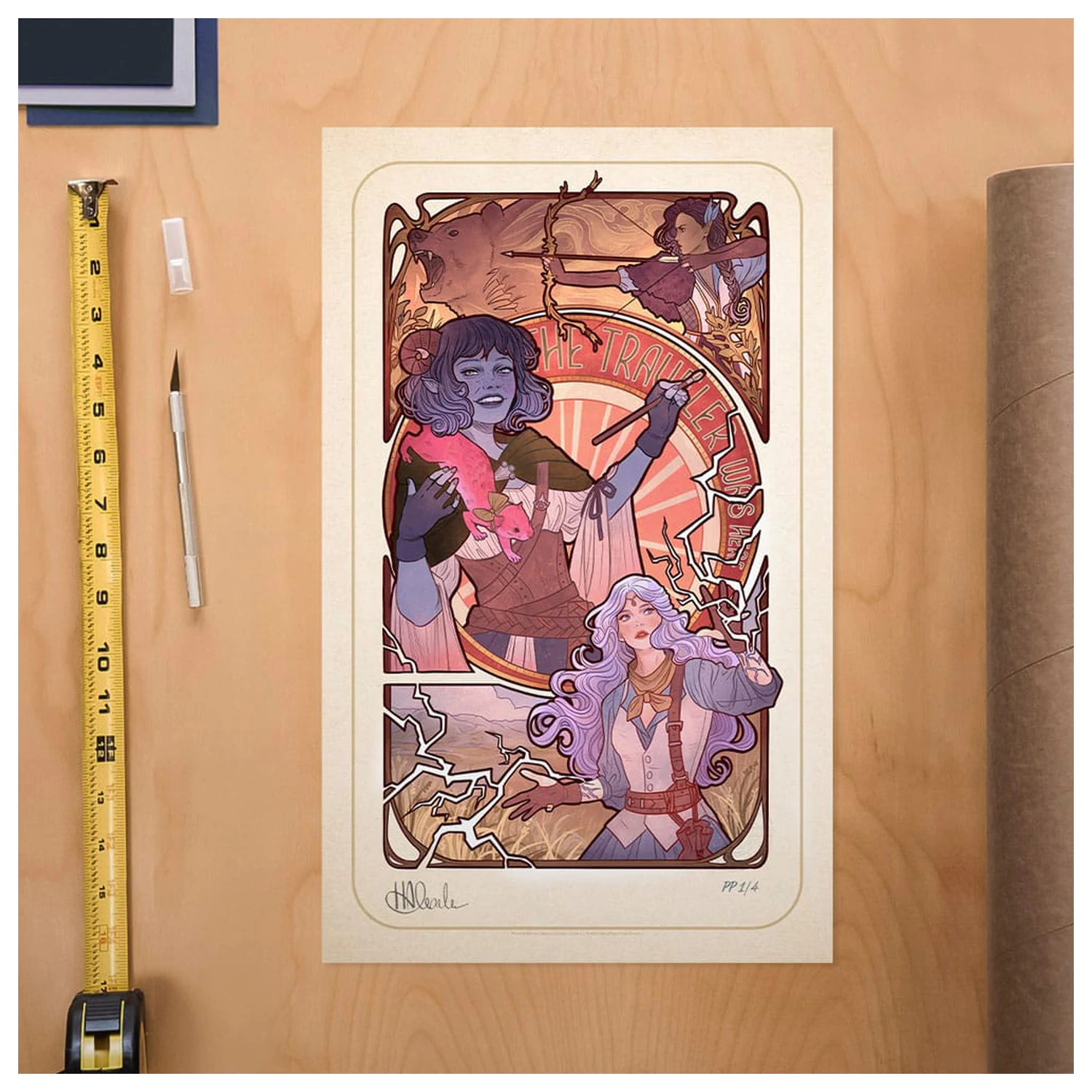 Critical Role Art Print Laura Bailey: 10th Anniversary Art Nouveau Illustrations 46 x 28 cm - keretezetlen vászonkép termékfotó