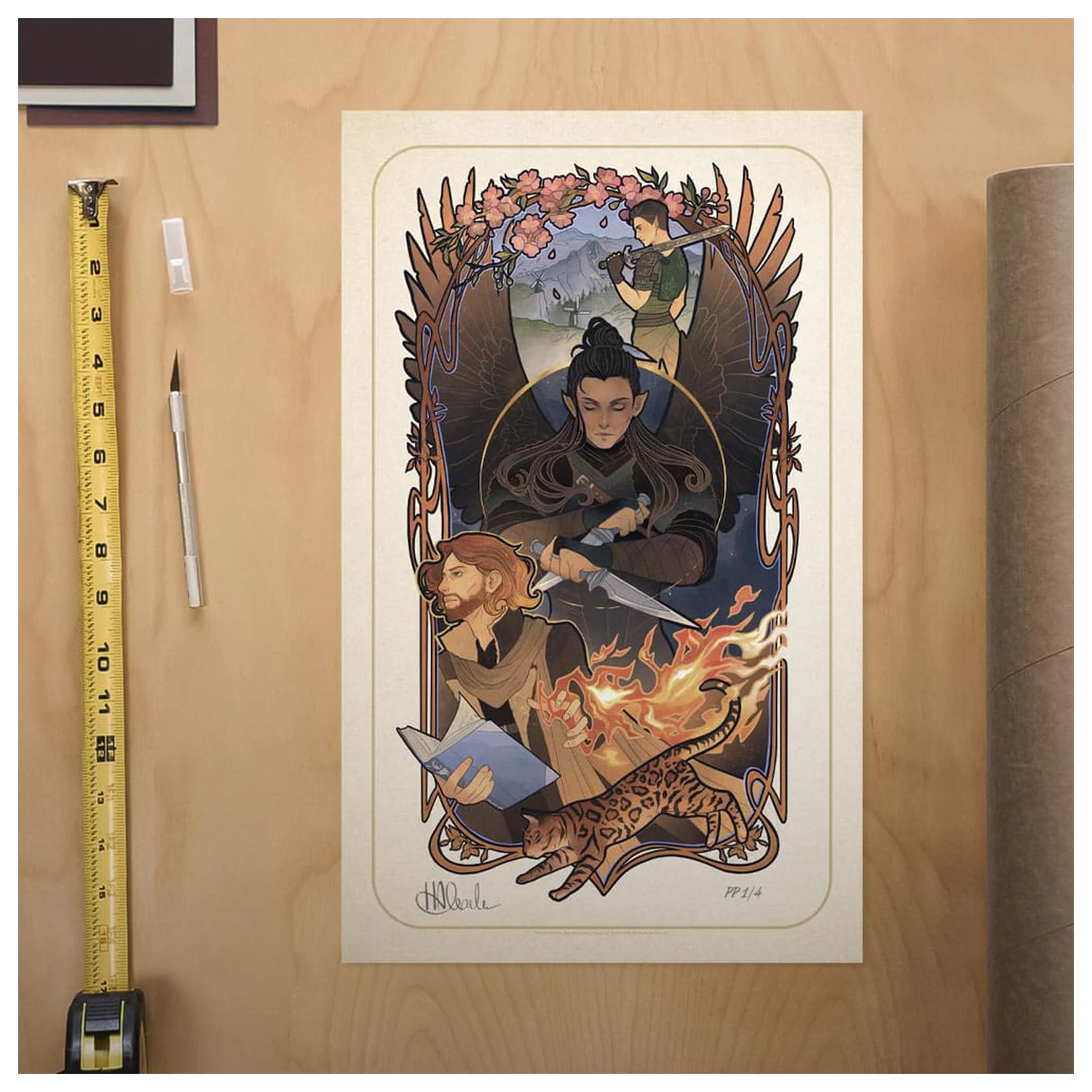 Critical Role Art Print Liam O'Brien: 10th Anniversary Art Nouveau Illustrations 46 x 28 cm - keretezetlen vászonkép termékfotó