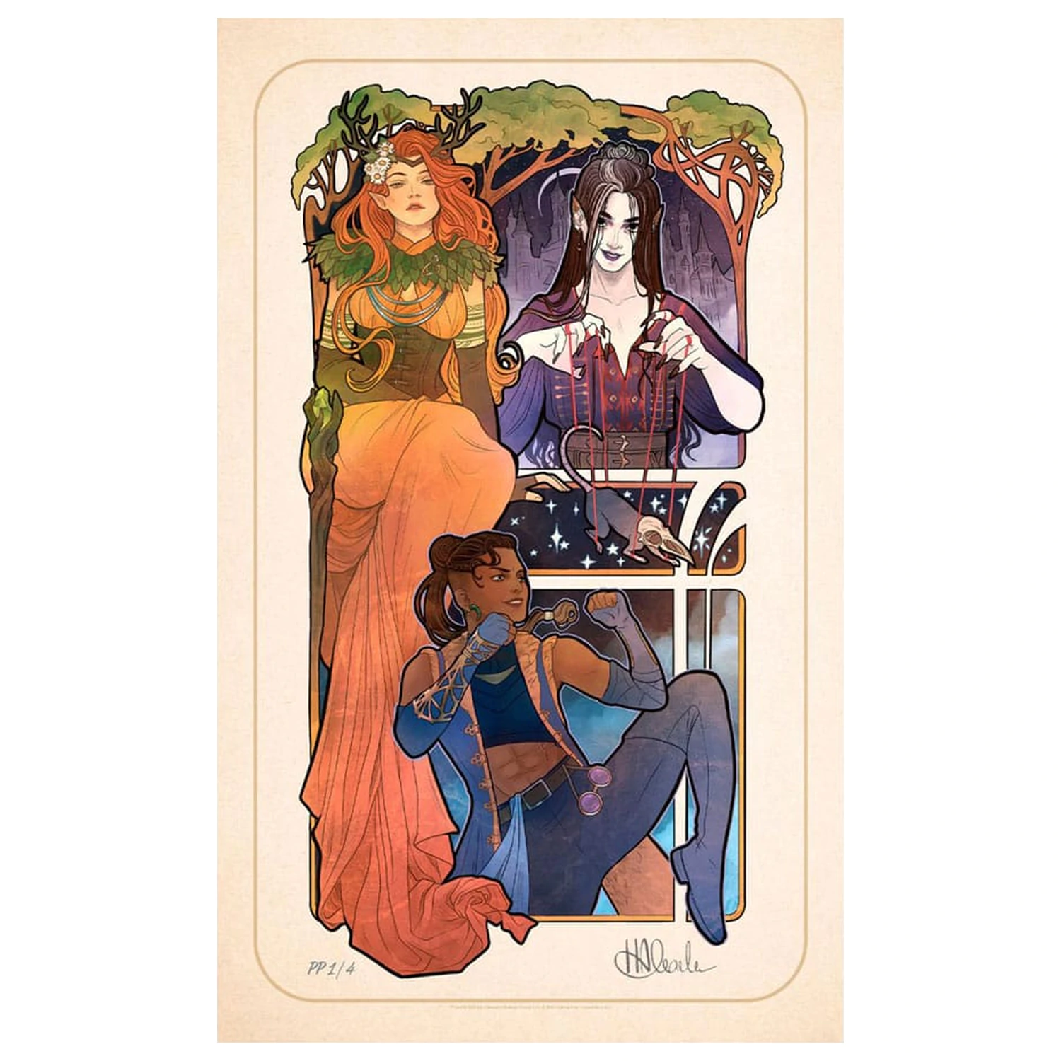 Critical Role Art Print Marisha Ray: 10th Anniversary Art Nouveau Illustrations 46 x 28 cm - keretezetlen vászonkép termékfotó