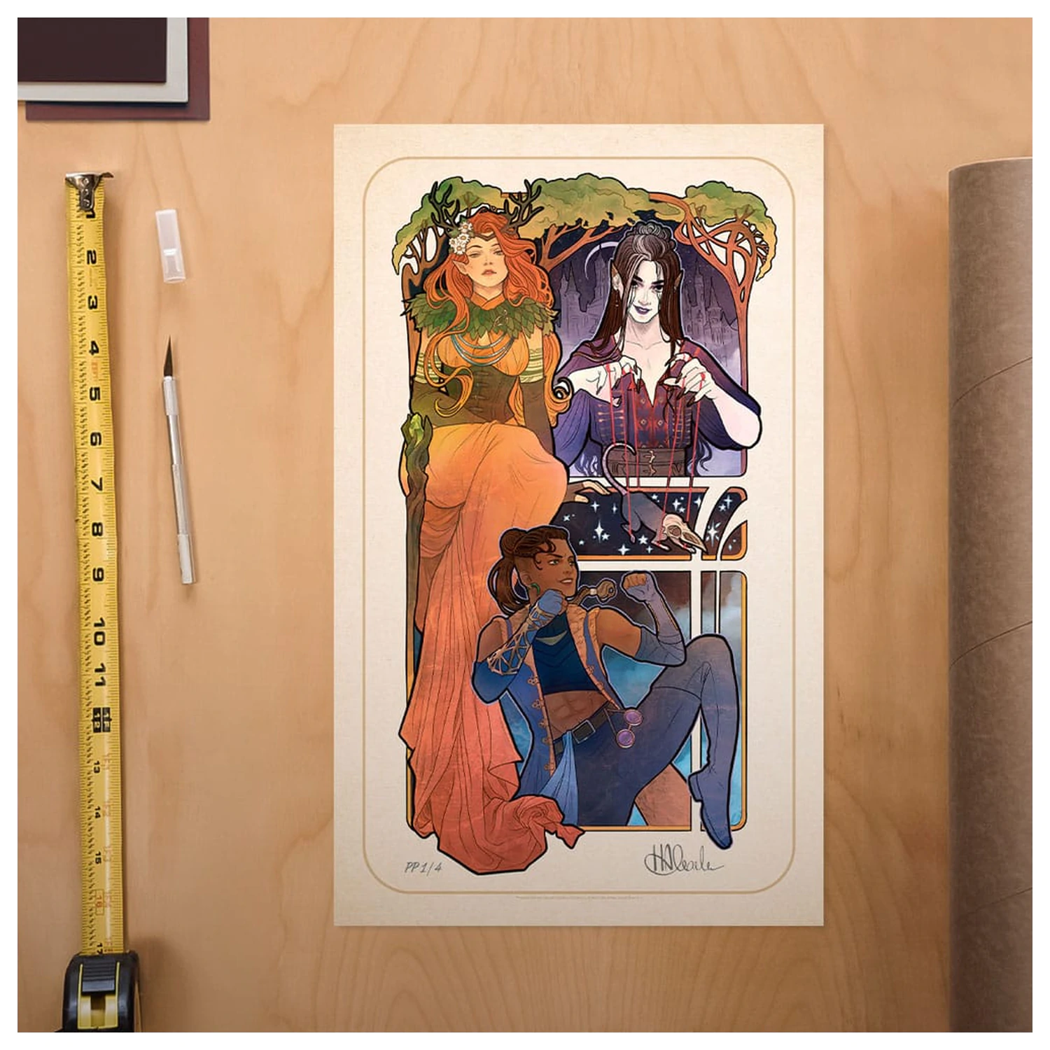 Critical Role Art Print Marisha Ray: 10th Anniversary Art Nouveau Illustrations 46 x 28 cm - keretezetlen vászonkép termékfotó