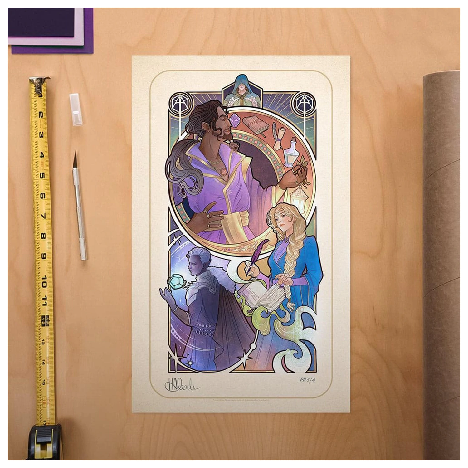 Critical Role Art Print Matthew Mercer: 10th Anniversary Art Nouveau Illustrations 46 x 28 cm - keretezetlen vászonkép termékfotó