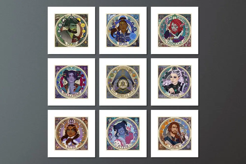 Critical Role Art Print Mighty Nein Portrait Series 35 x 35 cm - keretezetlen vászonkép csomag (9 darabos) termékfotó