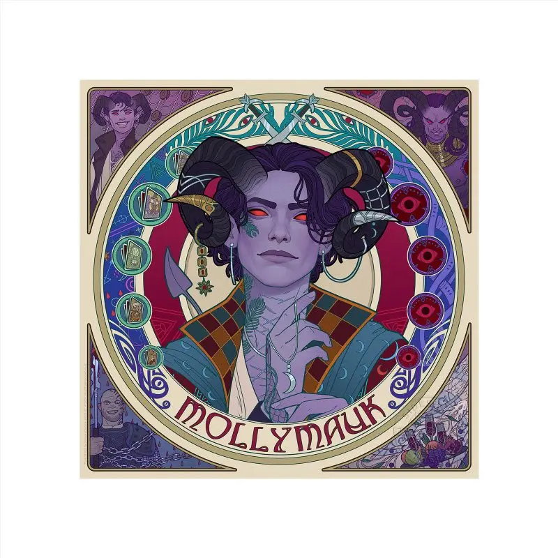 Critical Role Art Print Mighty Nein Portrait Series: Mollymauk 35 x 35 cm - keretezetlen vászonkép termékfotó