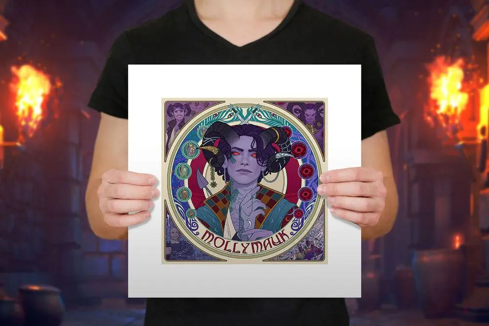 Critical Role Art Print Mighty Nein Portrait Series: Mollymauk 35 x 35 cm - keretezetlen vászonkép termékfotó