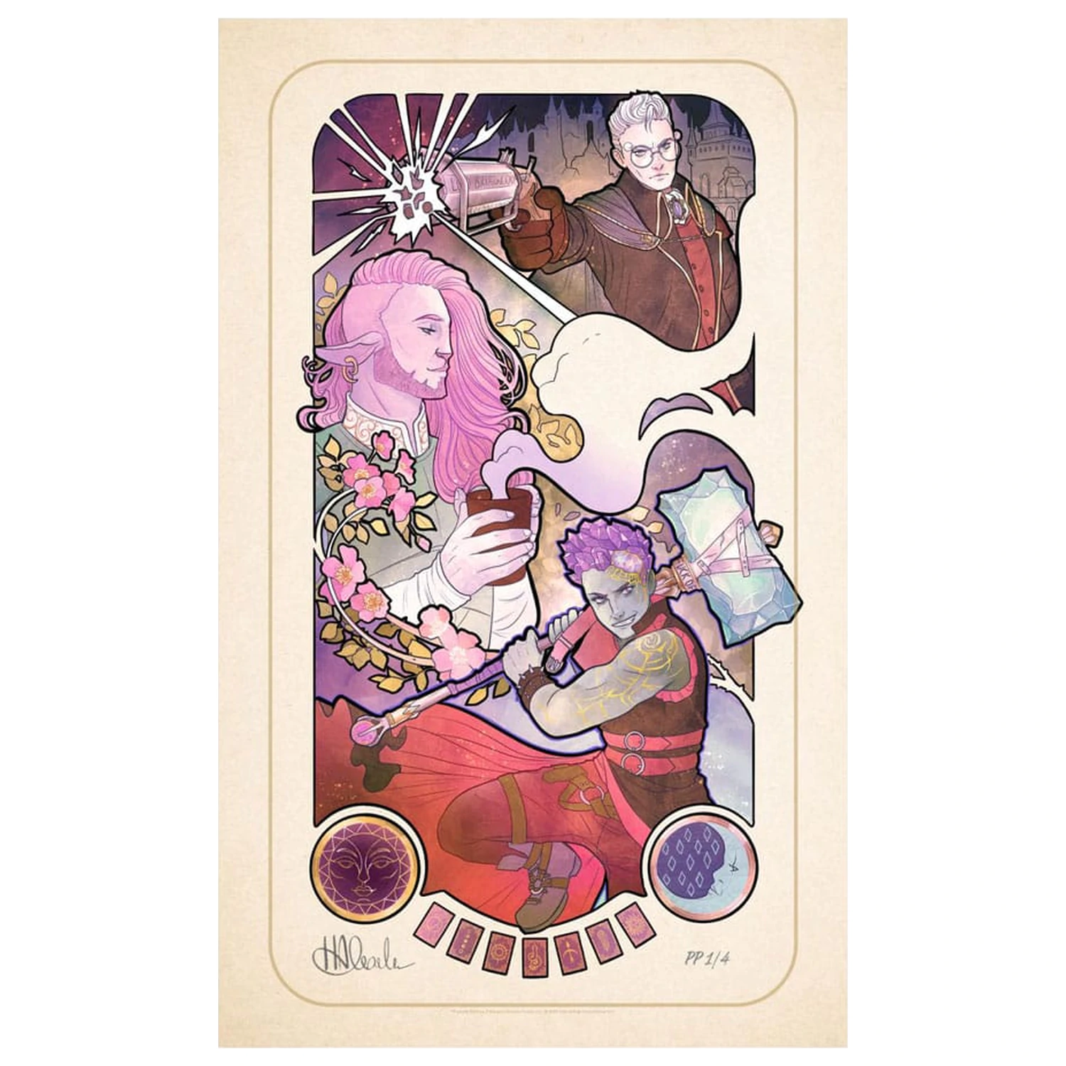 Critical Role Art Print Taliesin Jaffe: 10th Anniversary Art Nouveau Illustrations 46 x 28 cm - keretezetlen vászonkép termékfotó