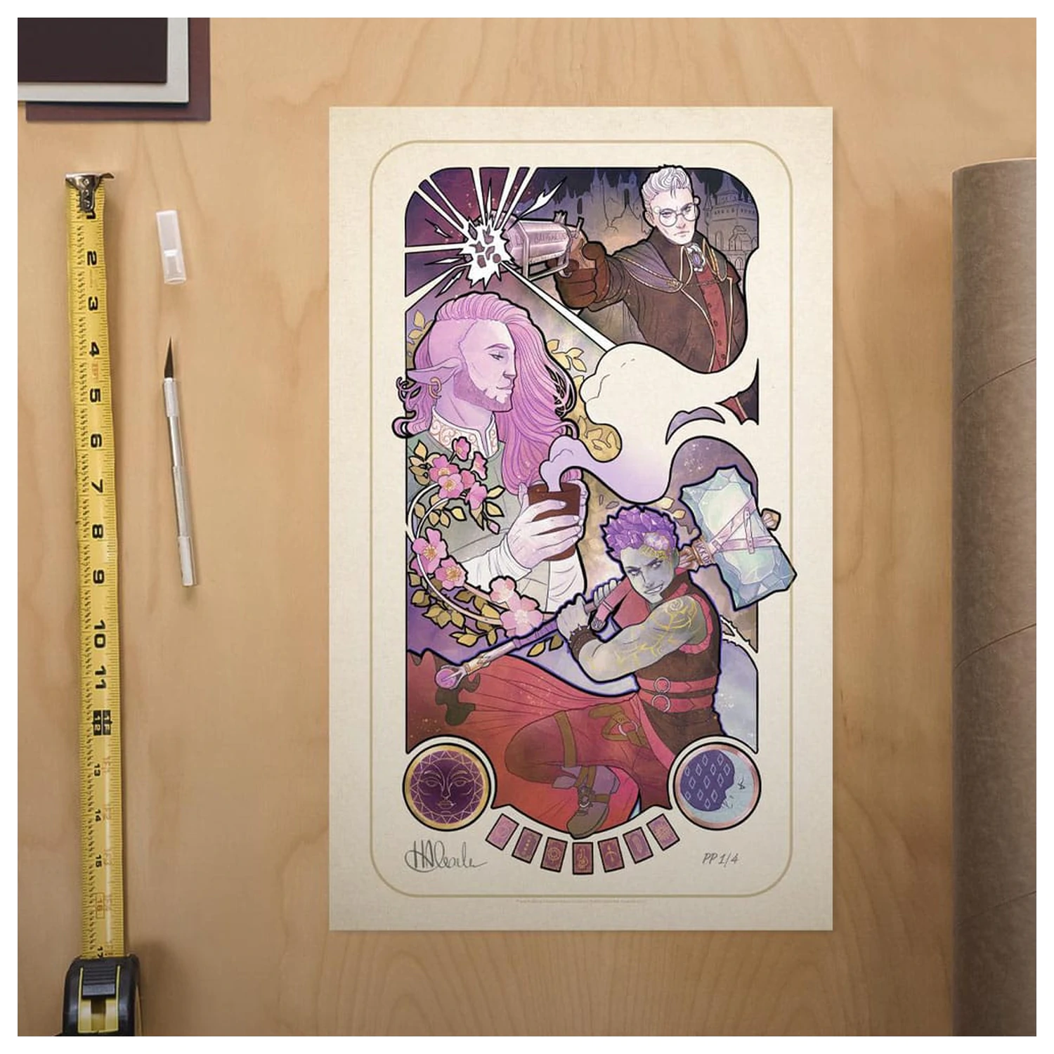 Critical Role Art Print Taliesin Jaffe: 10th Anniversary Art Nouveau Illustrations 46 x 28 cm - keretezetlen vászonkép termékfotó